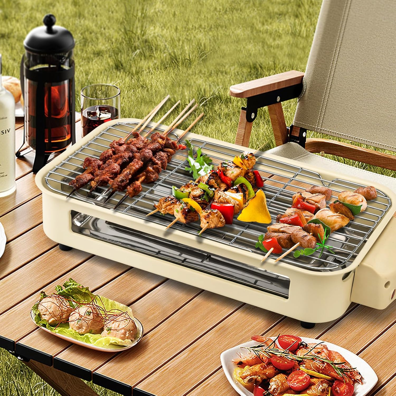 Electric Smokeless Indoor Grill, Non-Stick Cooking Removable Plate, Portable Korean BBQ Grill with Removable Temperature Control, Dishwasher Safe, 1500W image number 4