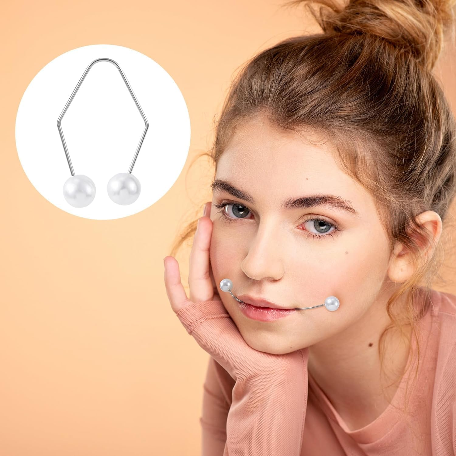 2Pcs Natural Dimple Maker for Cheeks, Facial Muscle Dimple Trainer Shaper, Facial Exerciser Tools for Beautiful Smile (White, 1.24 * 1.57In) image number 2