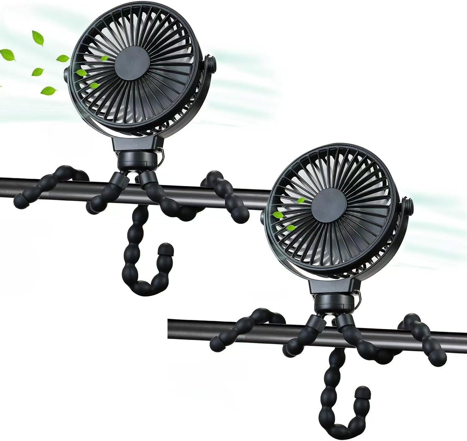 Mini Portable Stroller Fan, Small Clip on Fan, 3 Speed 360&deg; Rotate Flexible Tripod 5200Mah Baby Fan Handheld USB Desk Cooling Fan for Car Seat Crib Treadmill Travel Camping (2) image number 4