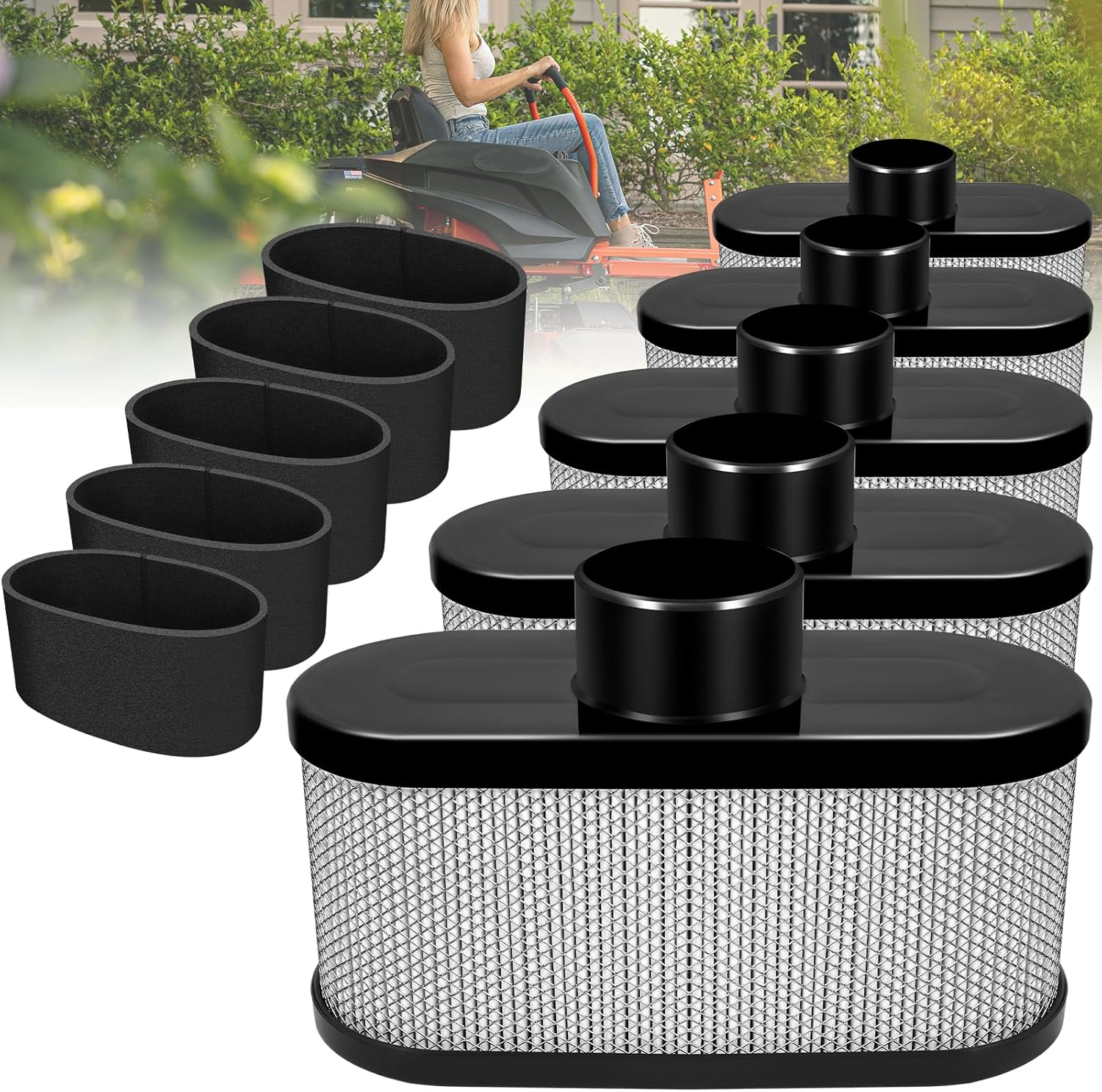 11013-7047 Air Filter for Kawasaki FR651V FR691V FR730V FS481V FS541V FS600V FS651V FS691V FS730V 4-Cycle Engine Cleaner Lawn Mower, Replace 11013-7047 11013-0752 11013-7046(5 Packs) image number 1