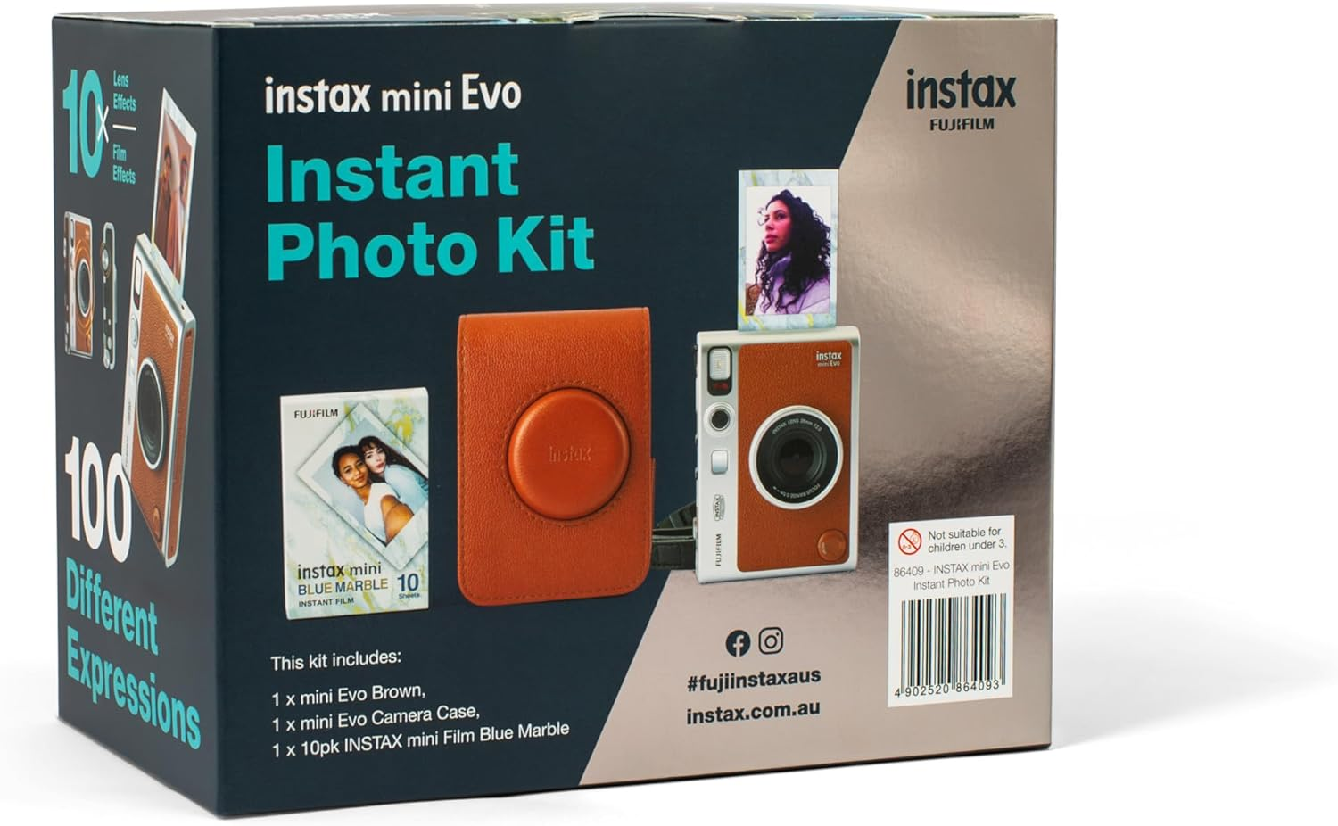 Instax Fujifilm Mini EVO Bundle, Brown image number 3