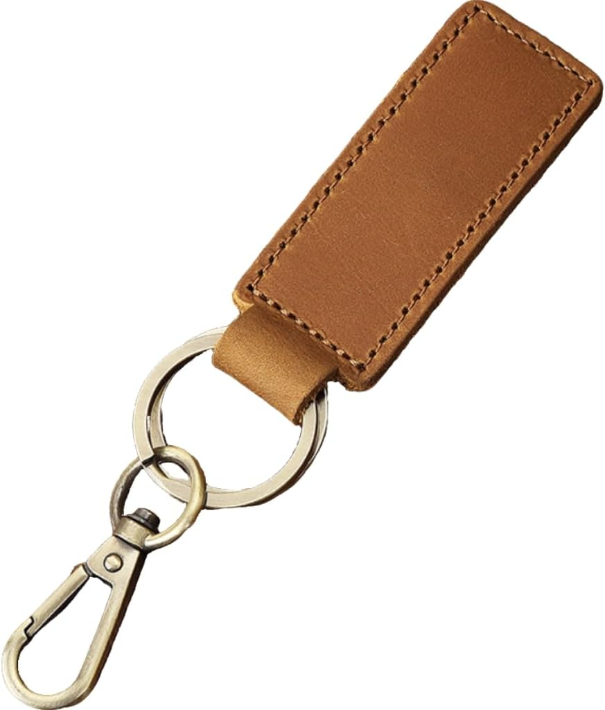 Universal Key Fob Keychain Genuine Leather Car Keychain Leather Key Chain Holder Heavy Duty Handmade Key Chains with Anti-Lost Ring for Men Women image number 3