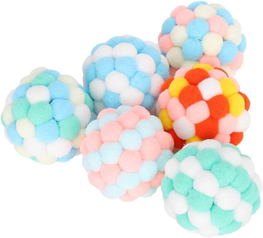 EVTSCAN 6Pcs Multi Colored Pet Cat Soft Plush Ball Sound Toy, Interactive Training Cat Teaser Toy, Pet Supplies image number 4