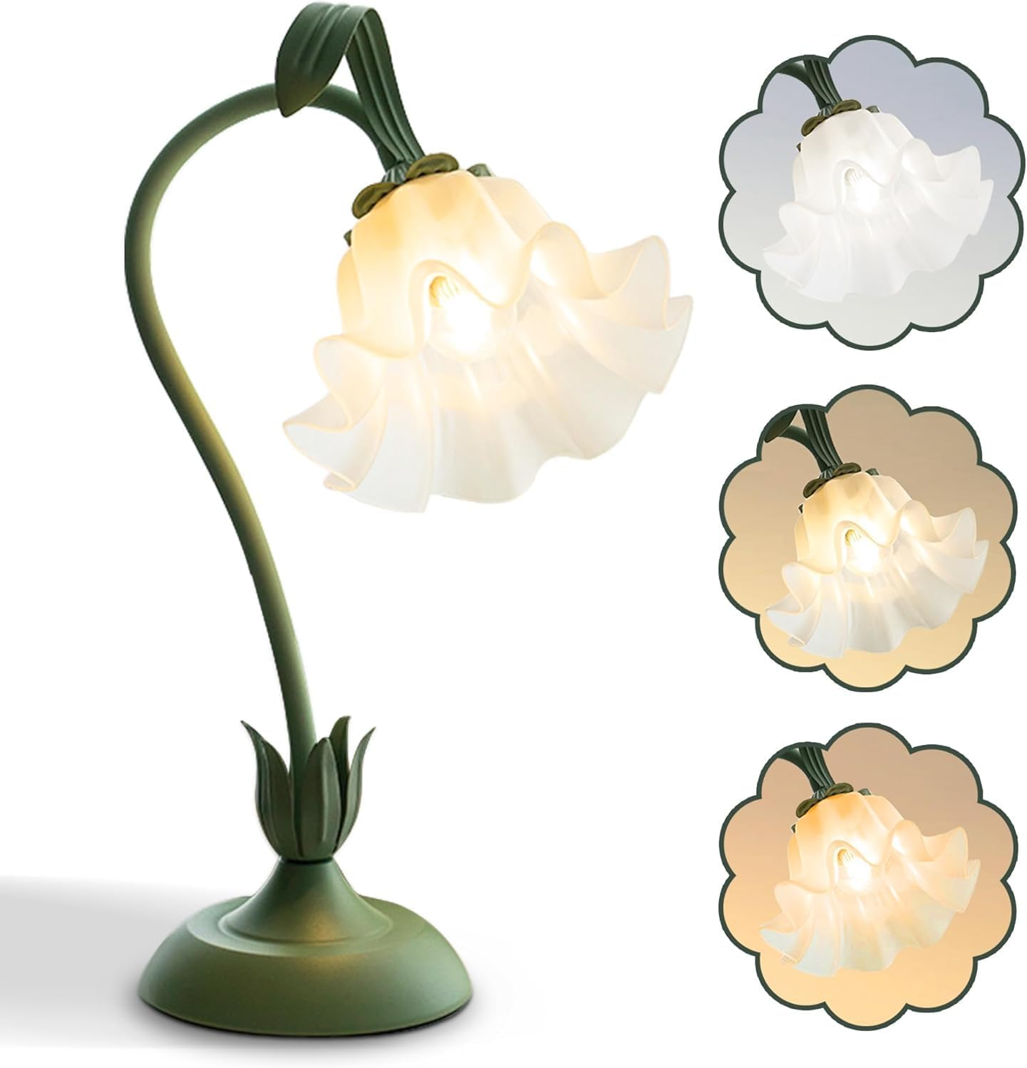 Flower Table Lamp,Led Reading Light Bedside Vintage Flower Night Light,3 Colors Modes Kawaii Bedside Lamps Decor,Living Room Bedroom Room Lighting Table Lamps Home Decoration