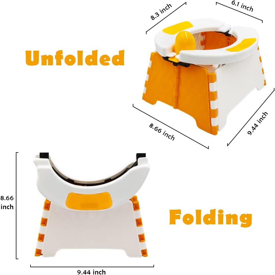 Portable Potty for Toddler Travel, Foldable Potty Training Seat with 60Pcs Trash Bag and Storage Bag, Toddler Potty Chair Seat for Home, Car, Outdoor Travel, Picni (Orange) image number 4