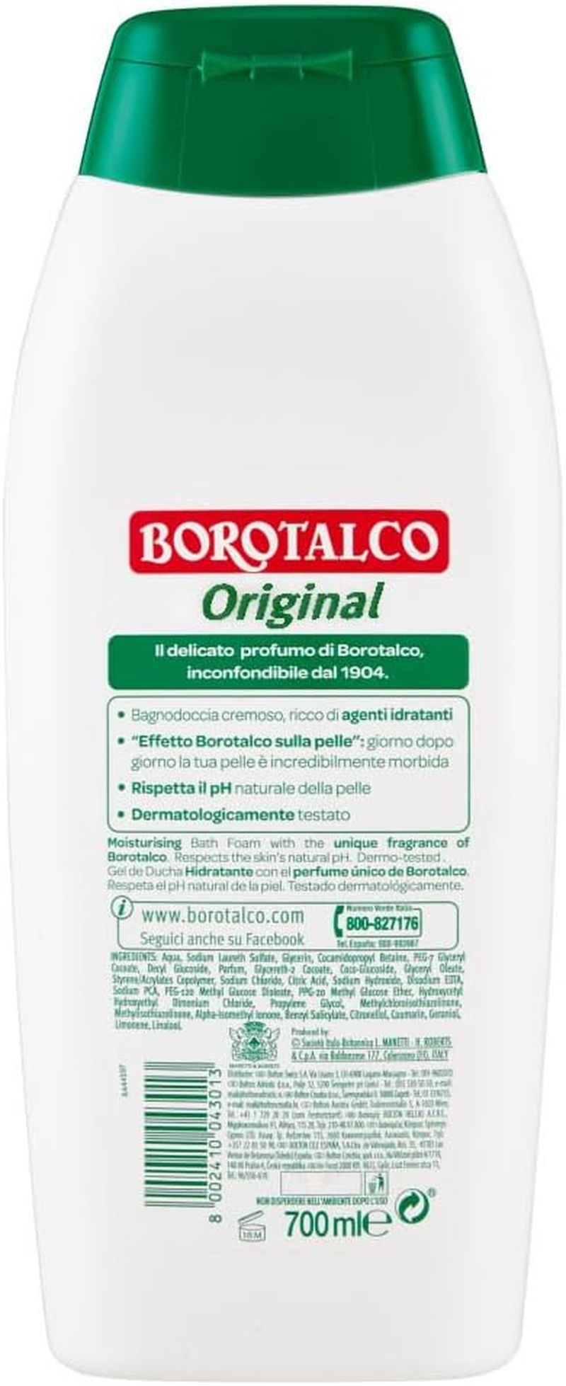 Borotalco:Original Borotalco Scented Bath & Shower - 23.6 Fluid Ounces (700Ml) Bottles (Pack of 2) [ Italian Import ]