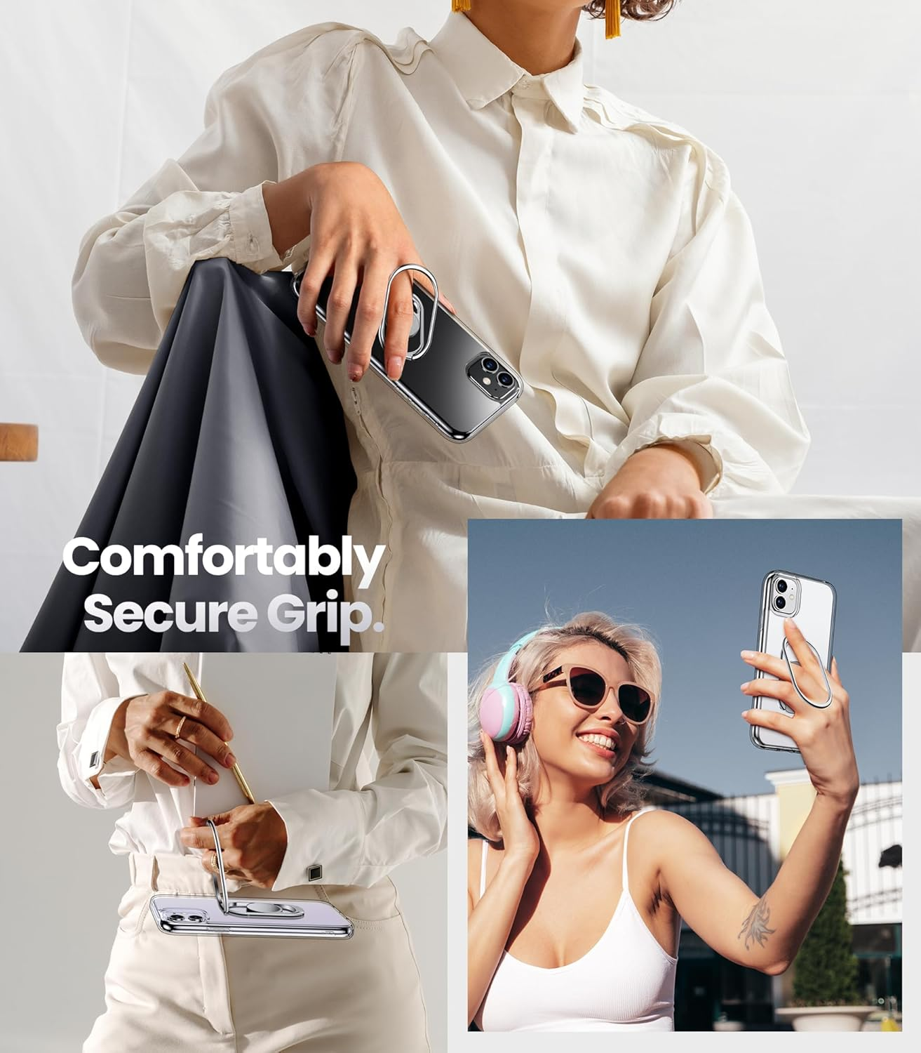 Shields up for Iphone 11 Case with Stand, Phone Case Clear with Double Ring Holder [Adjustable & Foldable] Shockproof Protective Cover for Iphone 11 6.1 Inch - Clear image number 4