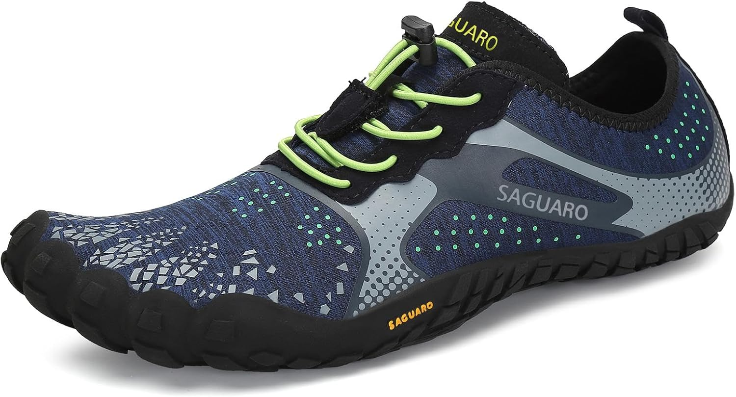 SAGUARO Unisex Barefoot Trail Running Shoes, Lightweight Breathable Five Fingers Water Shoe, Minimalist Athletic Zero Drop 5 Wide Toes Cross Training Sneakers for Gym Beach Kayaking Rowing Jogging