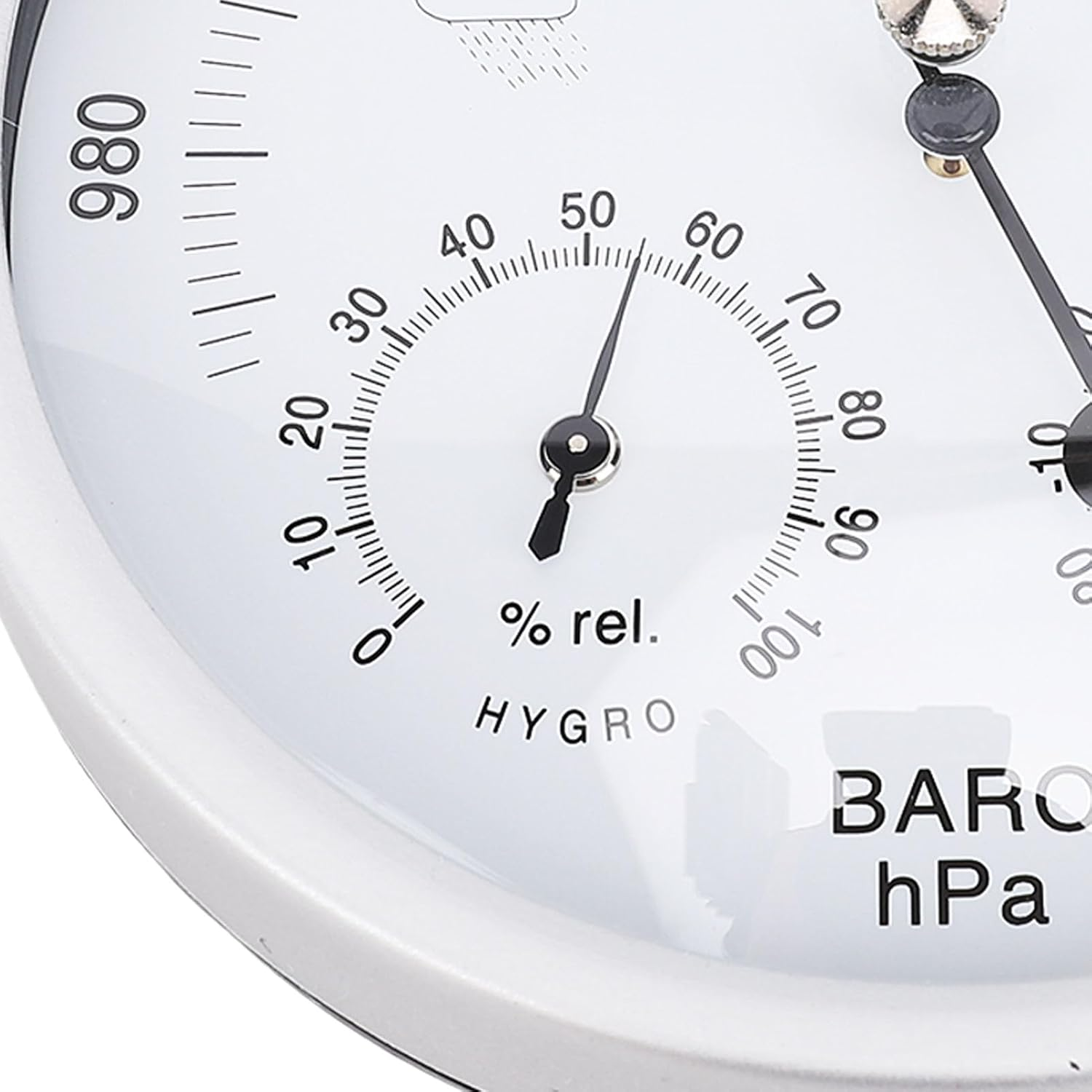 Round Weather Station, Aluminum Alloy Wall Mount Weather Station Thermometer Barometer Hygrometer for Terraces Gardens Porches Garages image number 3