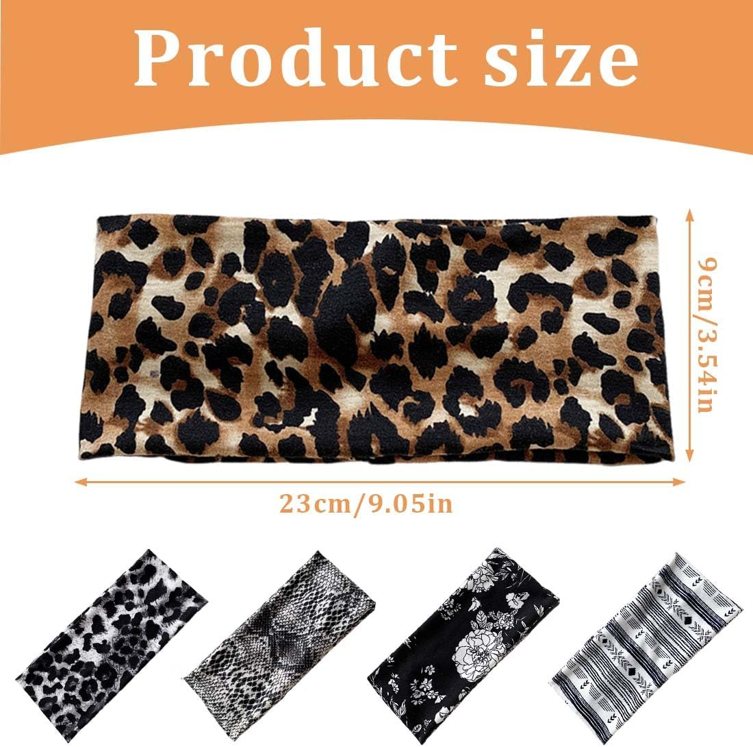 KEMUZ Pack of 6 Women'S Sports Headbands, Non-Slip & Breathable Hair Bands with Leopard Boho Print Headbands, Black Headbands, Thin Headband for Yoga, Running, Gym and Summer Hair Accessories image number 1