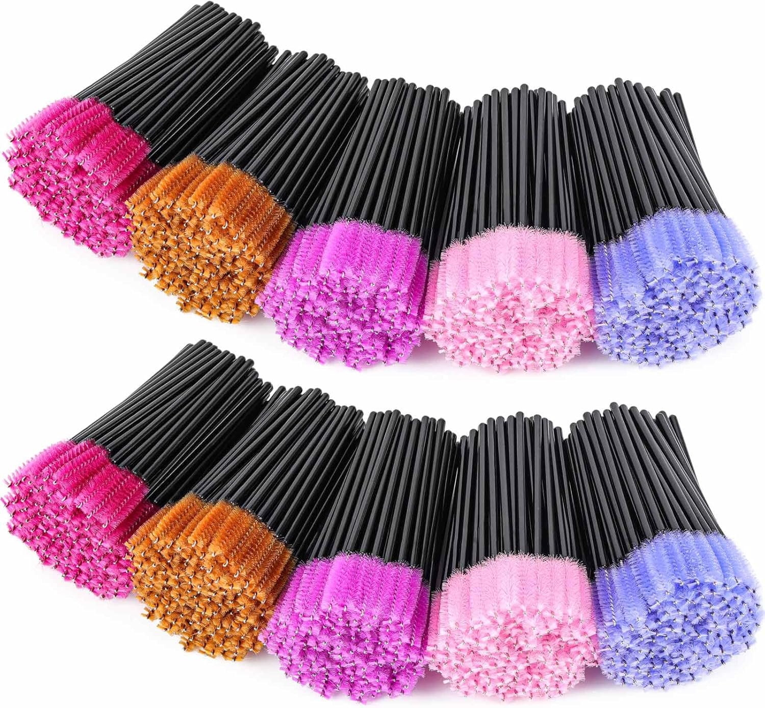 Tbestmax 50 Pcs Disposable Mascara Wands, Crystal Eyebrow Spoolies Brush for Eyelash Extensions, Eye Lash and Makeup Brush - Light Purple