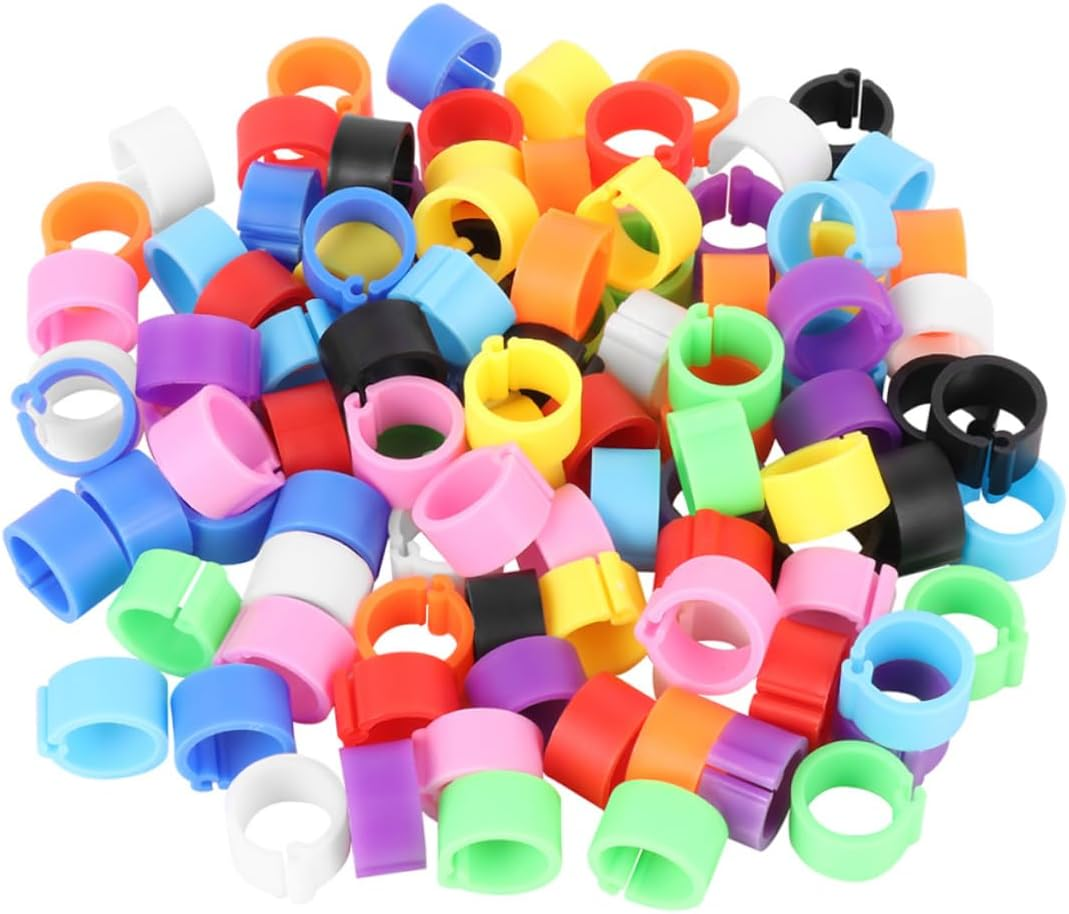 Kisangel 200 Pcs Parrot Foot Rings for Budgie, Chicken, Cockatiels and Small Birds - Leg Bands and Ankle Rings for Pet Birds image number 1