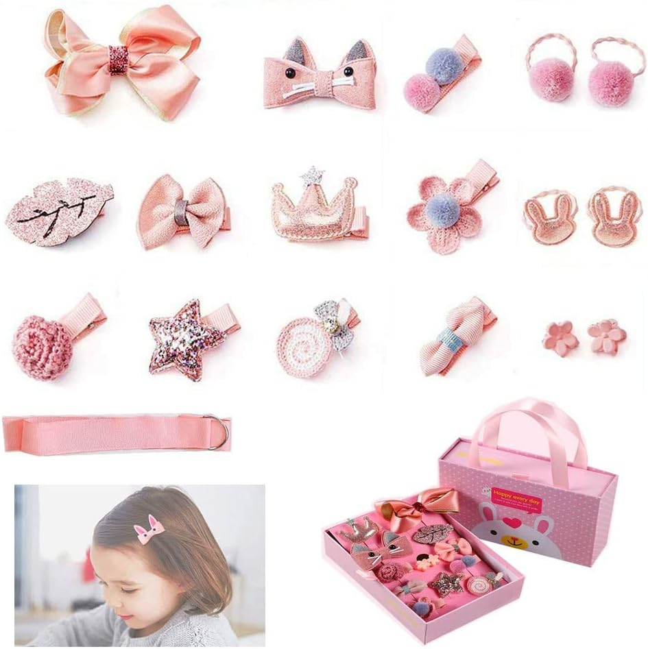 18Pcs Baby Hair Clip Hair Bows Set - Cute Elastic Hair Ties & Barrettes for Girls, Soft Non-Slip Hair Clips for Toddlers & Infants, Perfect Hair Accessories for Baby Girls image number 2