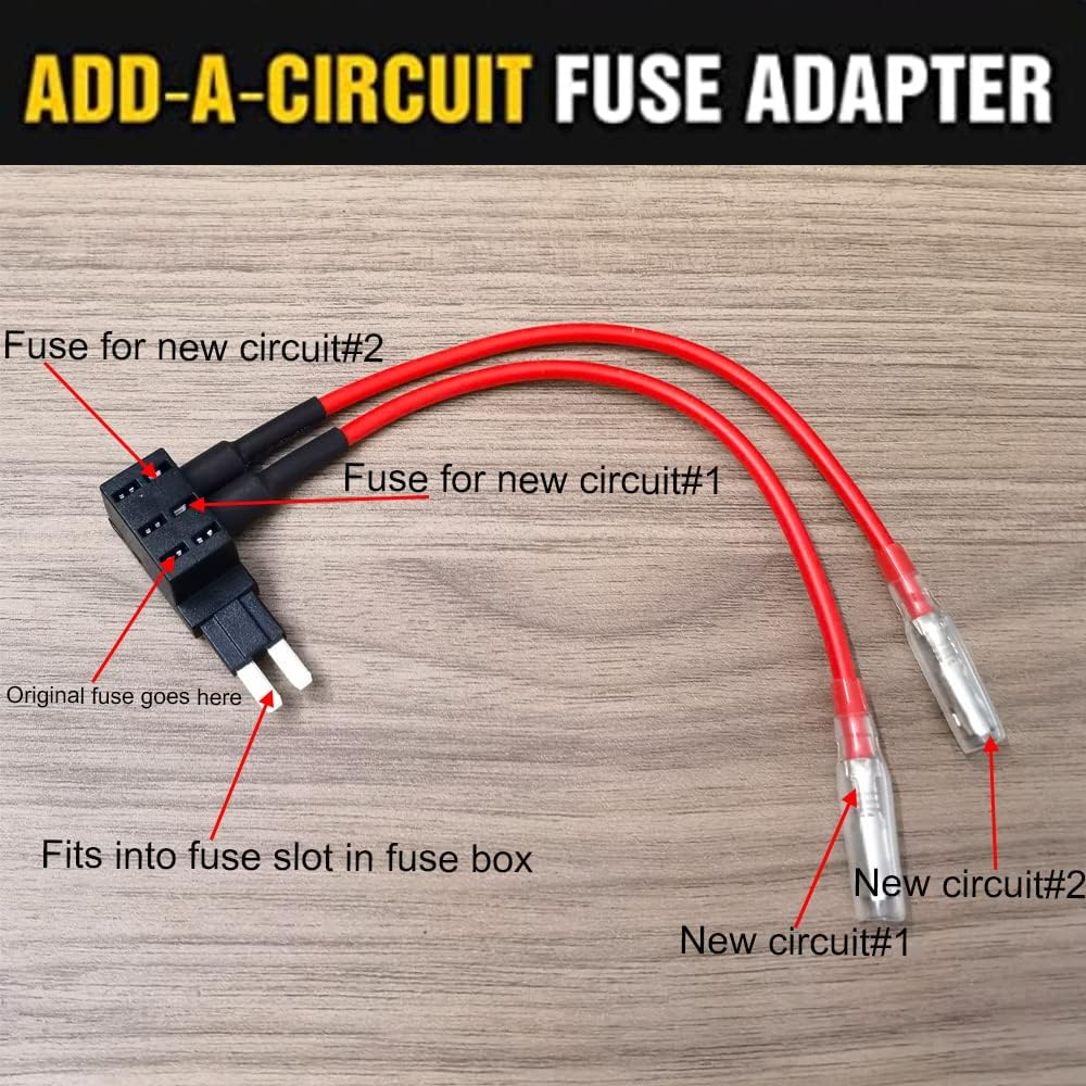 Gebildet 2Pcs 12V/24V Micro 2 Dual Port Fuse Tap Add-A-Circuit, Micro 2 Piggyback Blade Fuse Holder with Double Wiring Harness, 4Pcs Micro 2 (5A/10A) Fuse and Fuse Puller image number 5