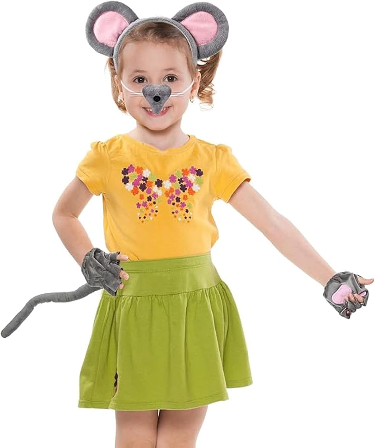 Multicolored Mouse Ears Headband & Nose & Tail Costume Set - Kids & Adult Animal Costume Accessories for Carnival, World Book Day, Halloween, Cosplay & Party image number 1
