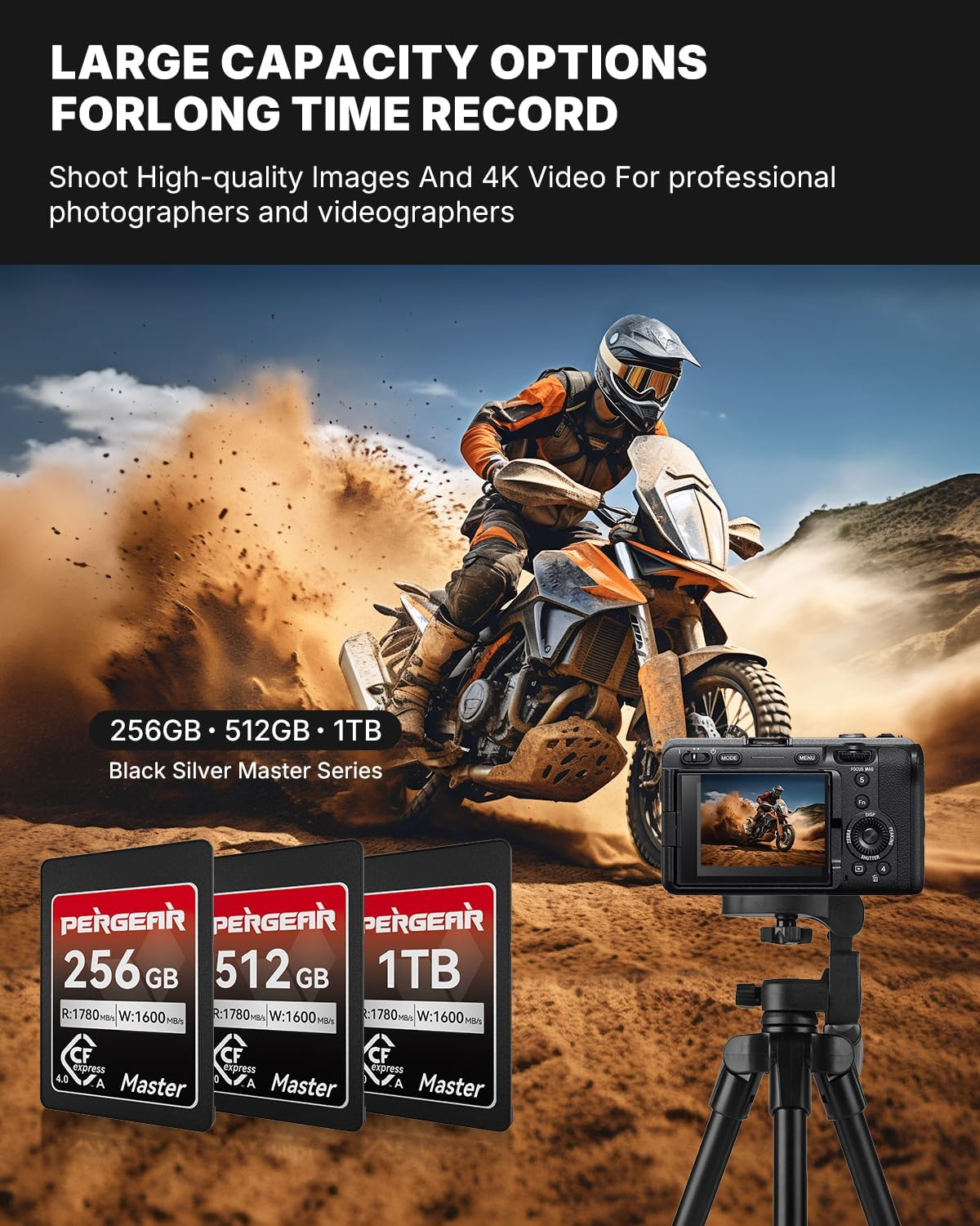 Pergear 512GB Cfexpress 4.0 Type a Memory Card, up to 1780Mb/S Read Speed & 1600Mb/S Write Speed for 4K 120P,8K for Sony Alpha Sony FX Cameras (512, GB) image number 2