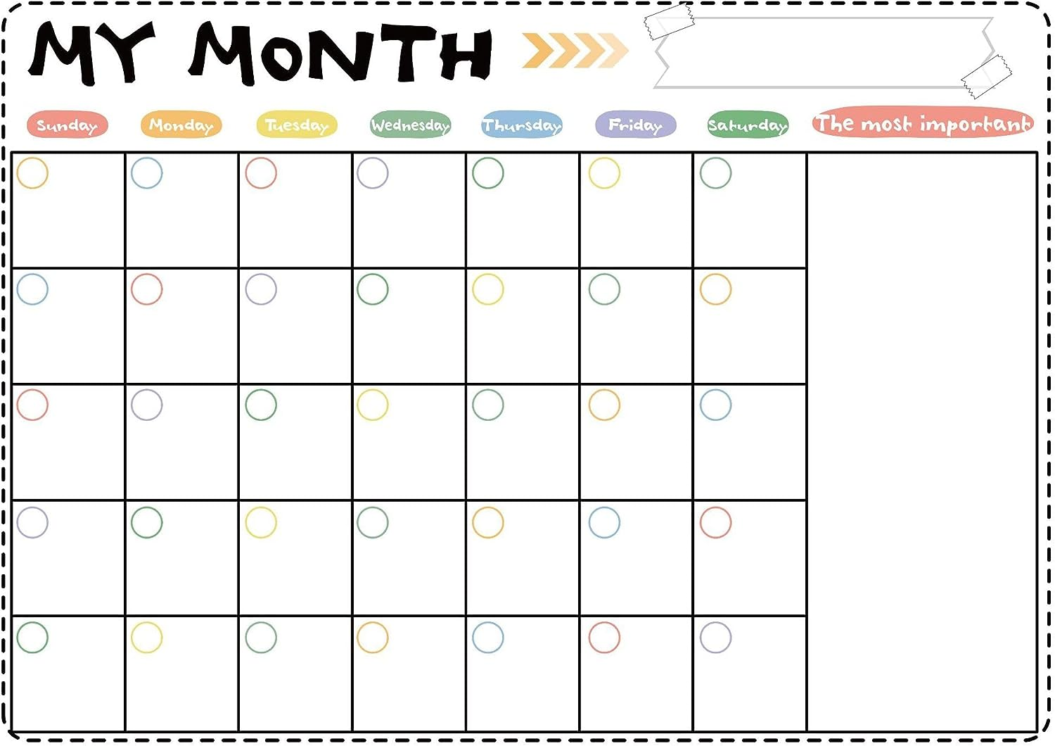 Magnetic Calendar Set for Fridge Wkeely Monthly Planners Dry Erase, 3X Whiteboard Planners Magnetic Sticker and 5X Markers & Large Eraser, 43X30Cm Daily Notepad Refrigerator White Board for Kitchen Office School image number 2