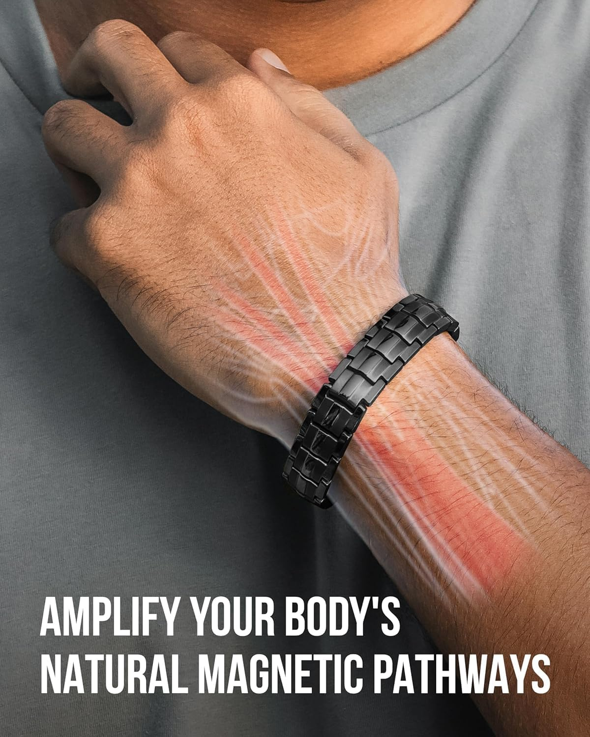 Magnetrx&reg; Magnetic Bracelets for Men - Ellipsemax 5X Strength 5,000 Gauss Magnets - Designed in USA & Patent Pending - Premium Titanium Mens Magnetic Bracelet & Adjustable Length (Black) image number 4