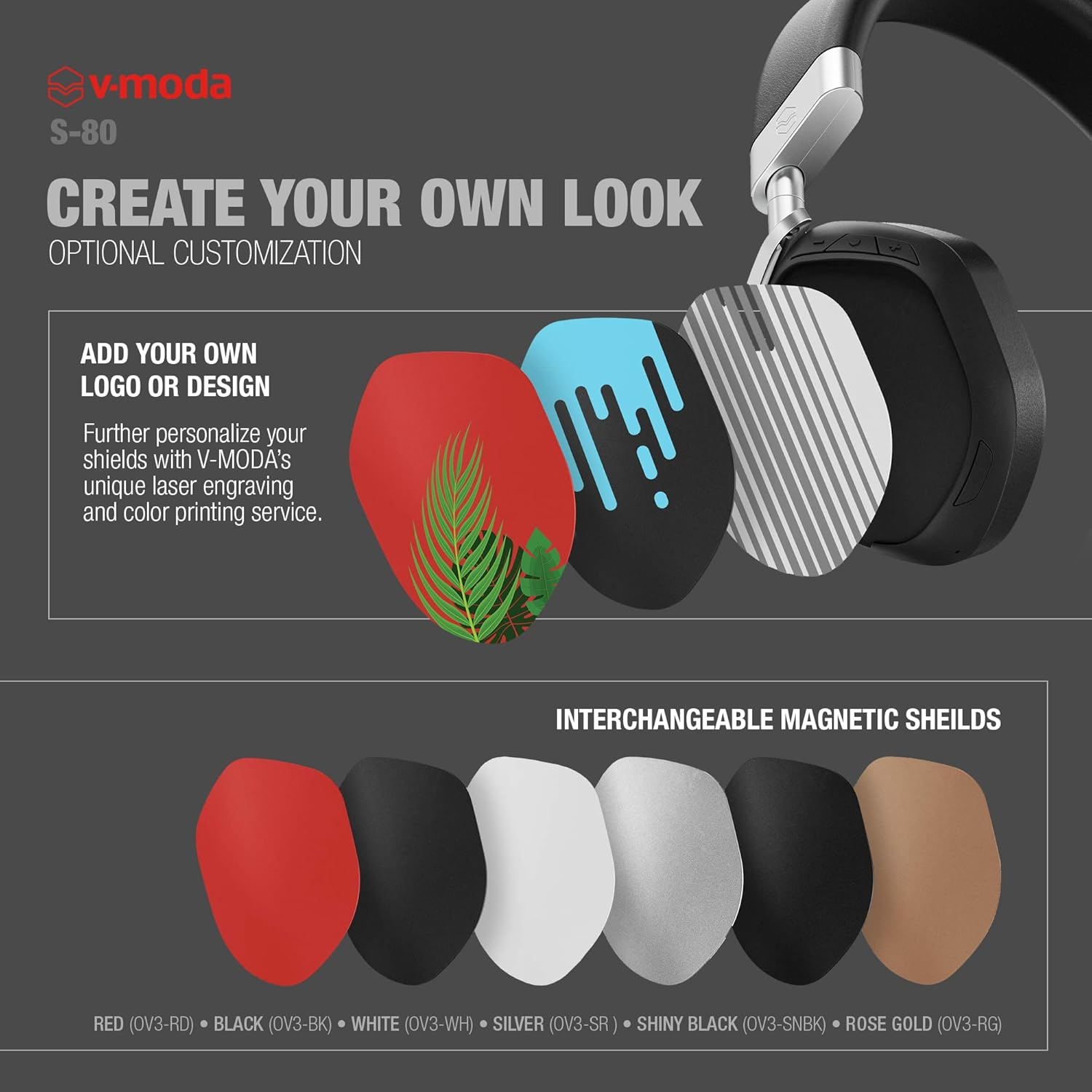 V-MODA S-80 All-Wireless Headphones and Personal Speaker System. Sharp and Stylish Design. Punchy Sound, Tuned for Electronic Music. Mobile Editor App. Rose Gold. image number 6