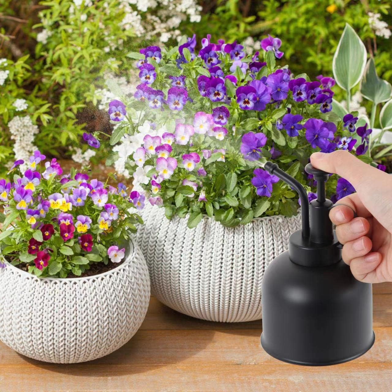 Plant Mister Spray Bottle, Metal Stainless Steel Plant Sprayer Mister, Small Watering Can Plant Spritzer with Top Pump for Indoor House Air Plants Succulents Outdoor Garden Decorative(Matte Black) image number 6