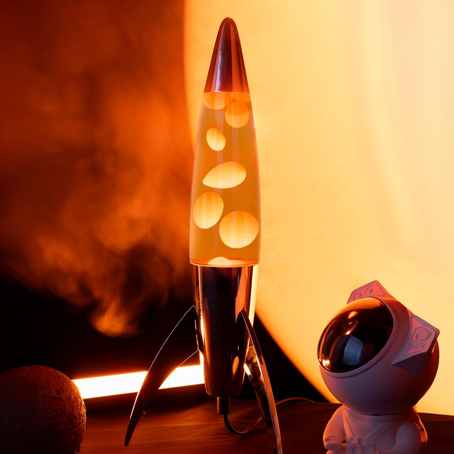 Fisura - Rocket Orange Lava Lamp, Chrome Base, Orange Liquid, 45Cm - Rocket, R&ouml;tt image number 3