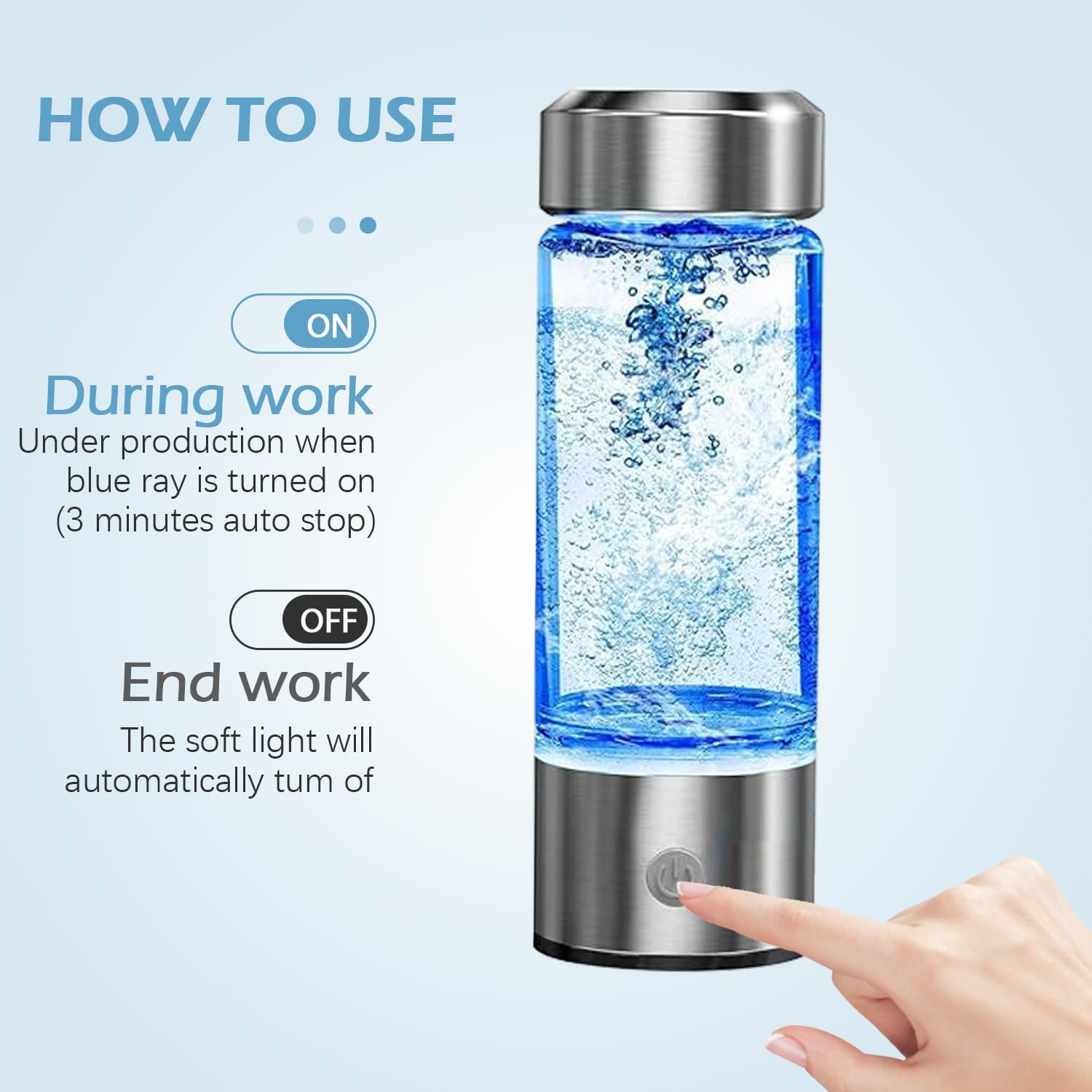 2025 New Hydrogen Water Bottle, Rechargeable Hydrogen-Rich Water Generator Machine with SPE PEM Technology,For Home Office Travel Fitness Drinking, Portable, Glass, Stainless Steel, 450Ml image number 1