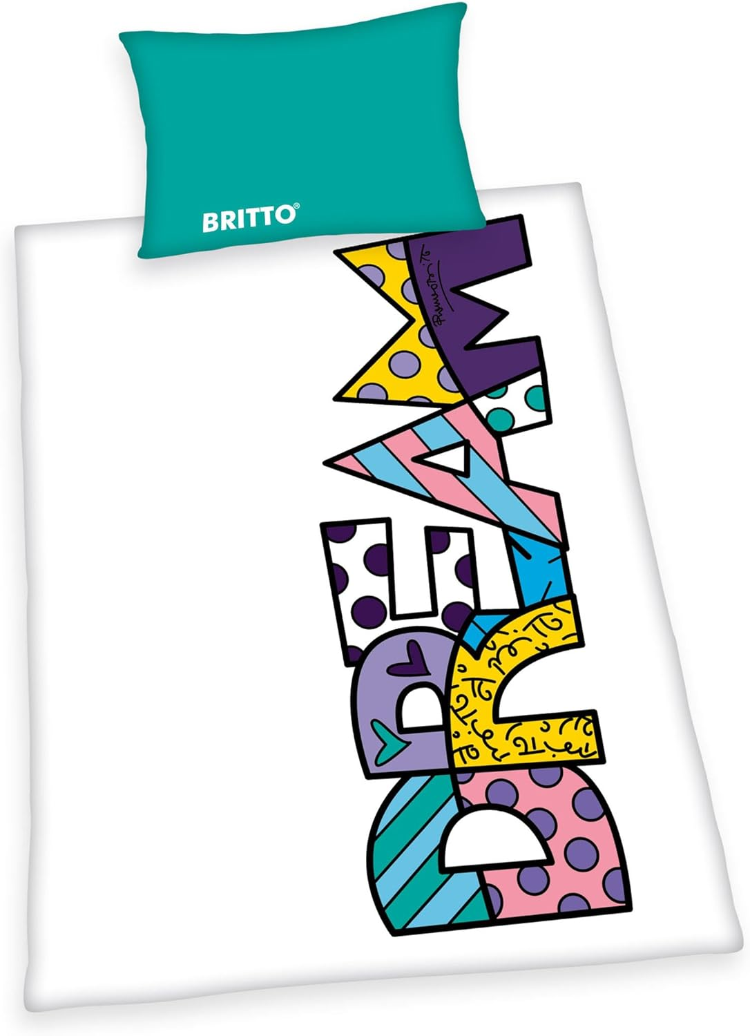 Herding Britto Bed Linen, Pillowcase 65 X 100 Cm with Reversible Motif, Duvet Cover 160 X 210 Cm, with Zip, 100% Cotton