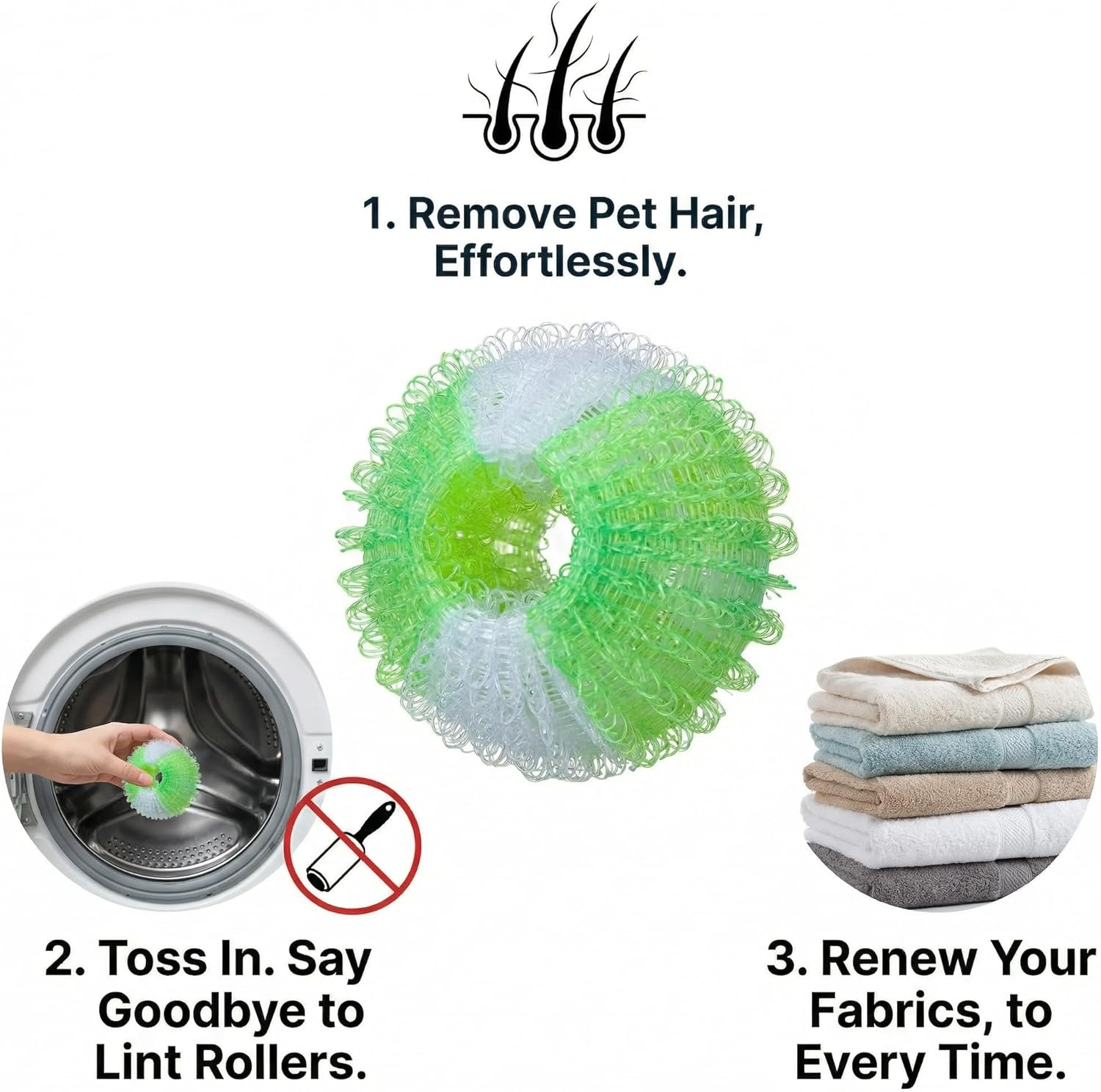 Pet Hair Remover for Laundry, Pack of 12 Reusable Lint Remover Washing Balls, Washing Machine Hair Catcher for Clothing, Dog and Cat Pet Fur Remover image number 1