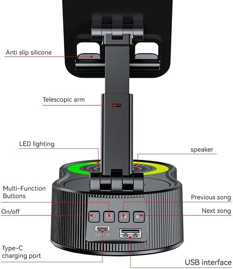 Sonicdrop Dock &ndash; No-Pair Magic Speaker & Charging Stand, Sonicdrop Dock Holder Foldable Cellphone Stand,Wireless Induction Audio Bluetooth Speaker, Drop-To-Play Sound,360 Degree Rotation (Black A) image number 3