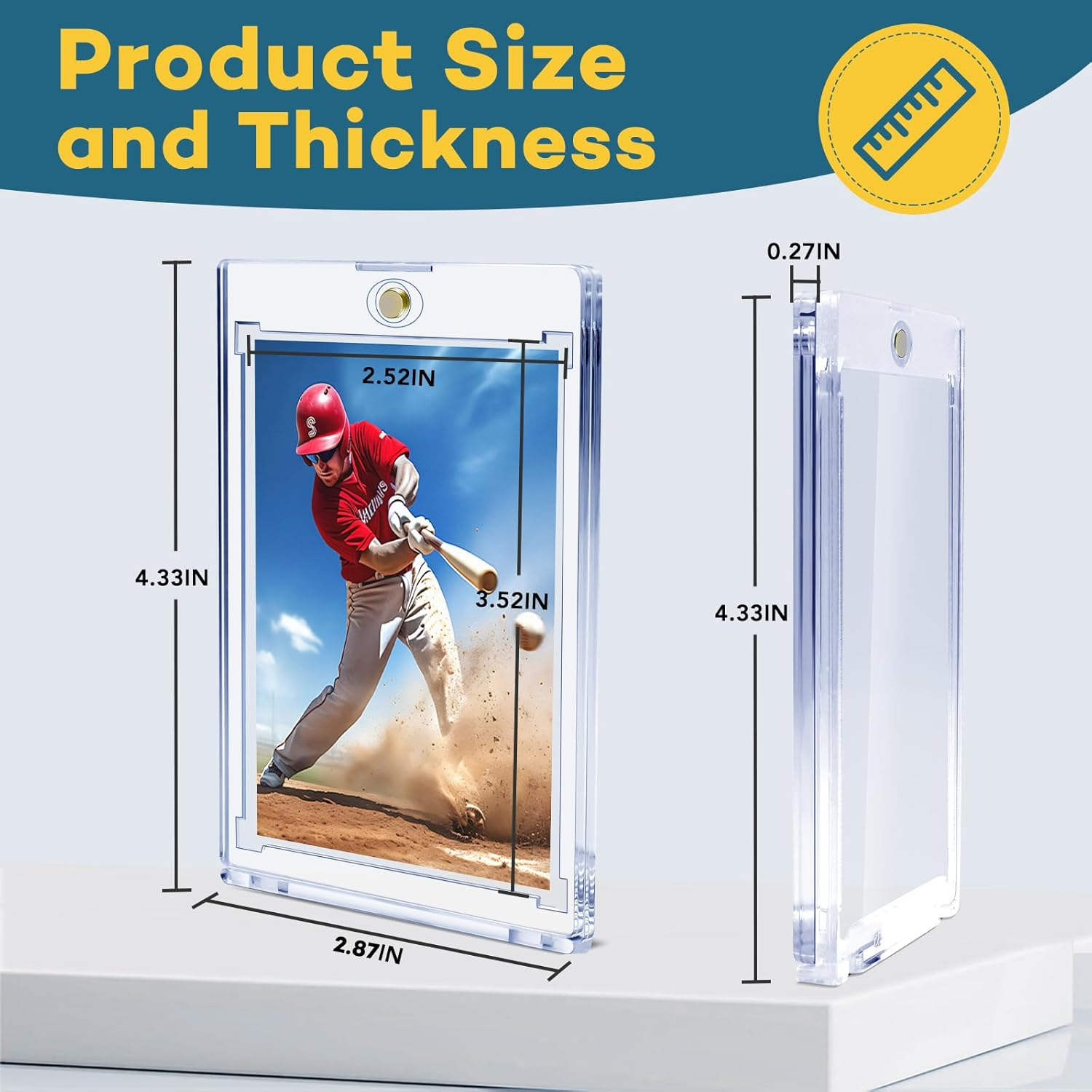 ZENOWICK 16Ct Magnetic Card Holders, 35Pt One Touch Card Holder, U-V Protection Hard Plastic Case for Trading Cards, Display Case for Sports, Baseball, Football, Game Cards image number 5