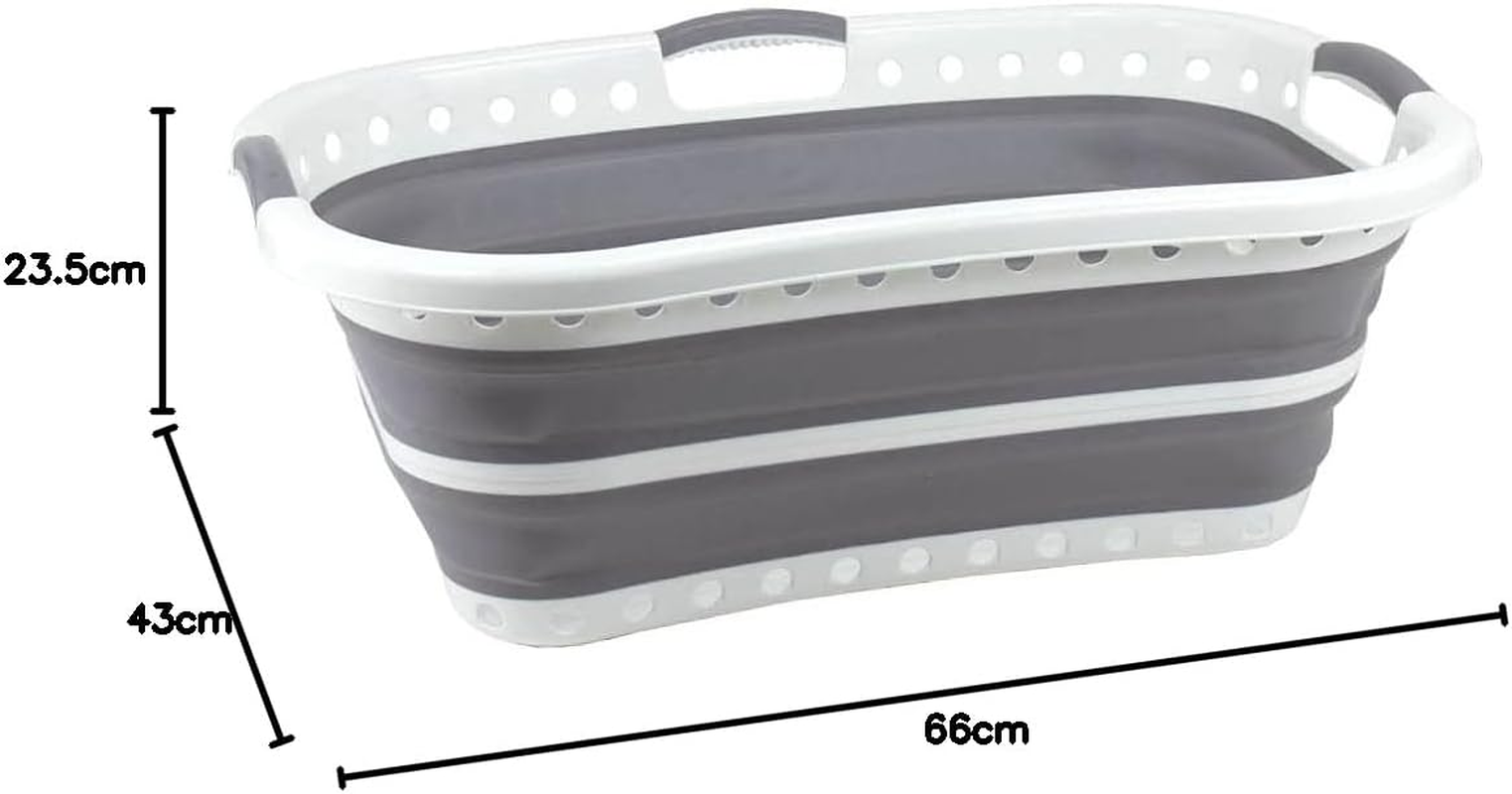 Seymour'S Collapse-A Hip Hug Laundry Basket 40L - White and Grey Space-Saving, Ergonomic Design for Easy Carrying and Storage image number 1