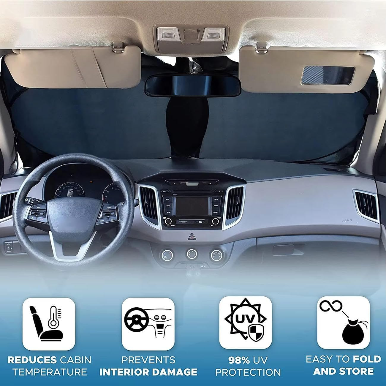 Fit for Ford Everest 2023-2025,Foldable Sun Shade,Black Car Windshield Upgrade Sunshaden,Automotive Interior Accessories image number 2