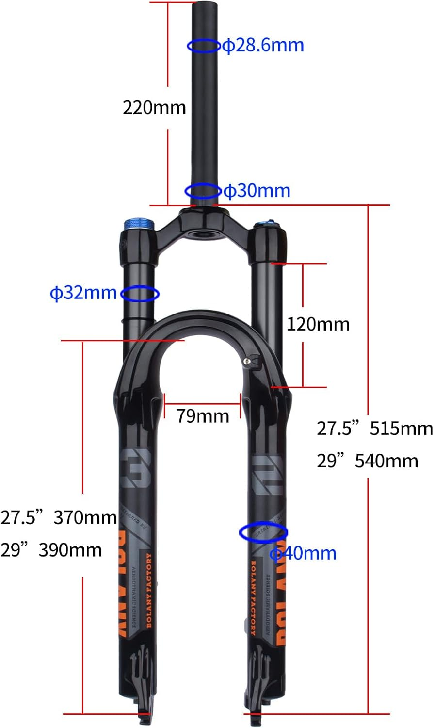 Professional Air Pressure Front Fork Made of Aluminum + Magnesium Alloy Suitable for 27.5/29 Inch Bikes with Shoulder Control Lock/Wire Control Lock Max for XC/AM 2.4In Tire image number 4