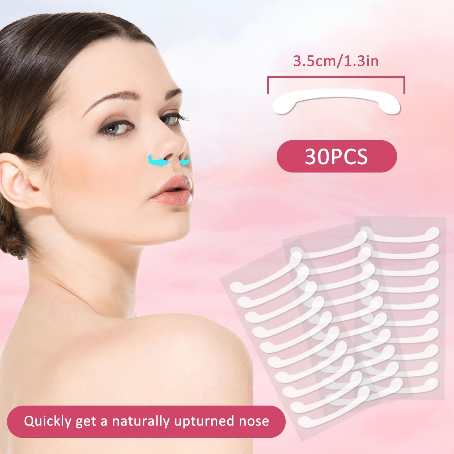 EKIND 30PCS Nose Shaping Strips Invisible Breathable Matte Patches with Tweezers for Immediate Refined Contour image number 1