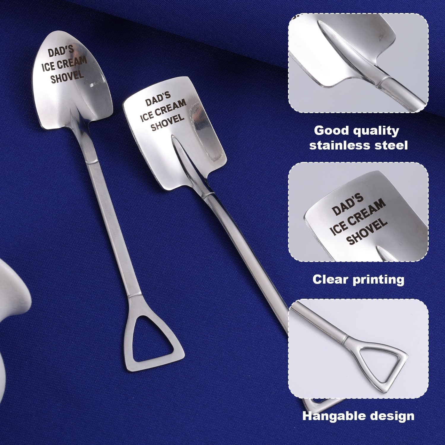 Chengruiy 2 Pack 304 Stainless Steel Ice Cream Scoop Shovel Set - Unique Gifts for Dad, Husband (Fathers Day, Christmas, Birthday, New Year Stocking Stuffers from Son Daughter)