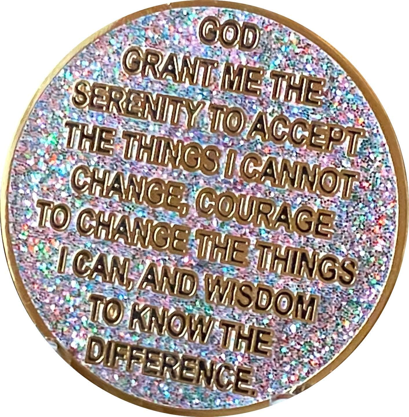 4 Year AA Medallion Reflex Birthday Funfetti Silver Glitter Gold Plated Color Chip image number 1