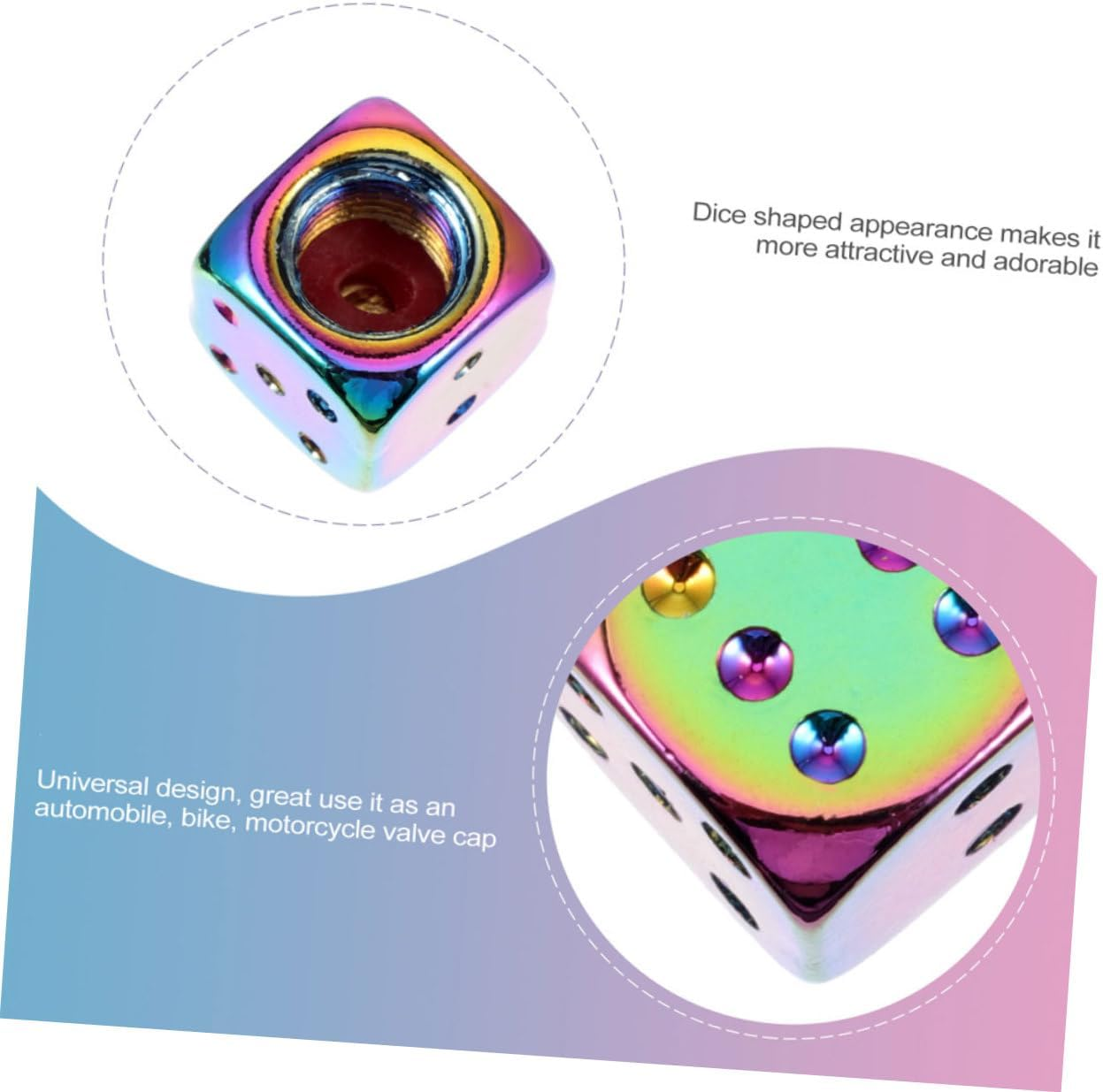 Creative Colorful Dice Tire Valve Stem Caps 4Pcs Set Universal Aluminum Alloy Covers for Car Wheels Automotive Alloy Tyre Accessories - Assorted Color image number 3