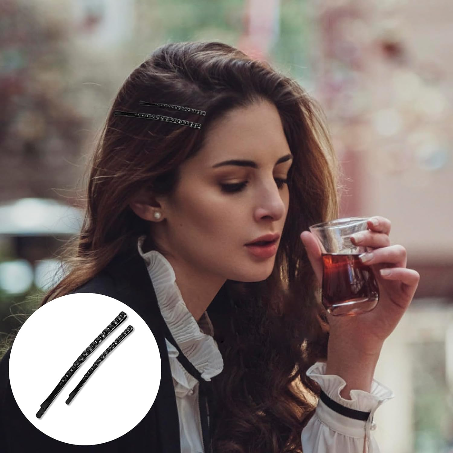 40 Pcs Black Rhinestone Bobby Pins Sparkly Hair Decoration Shiny Crystal Diamond Hair Pins Metal Hair Barrettes Hairpins for Women (Black) image number 6