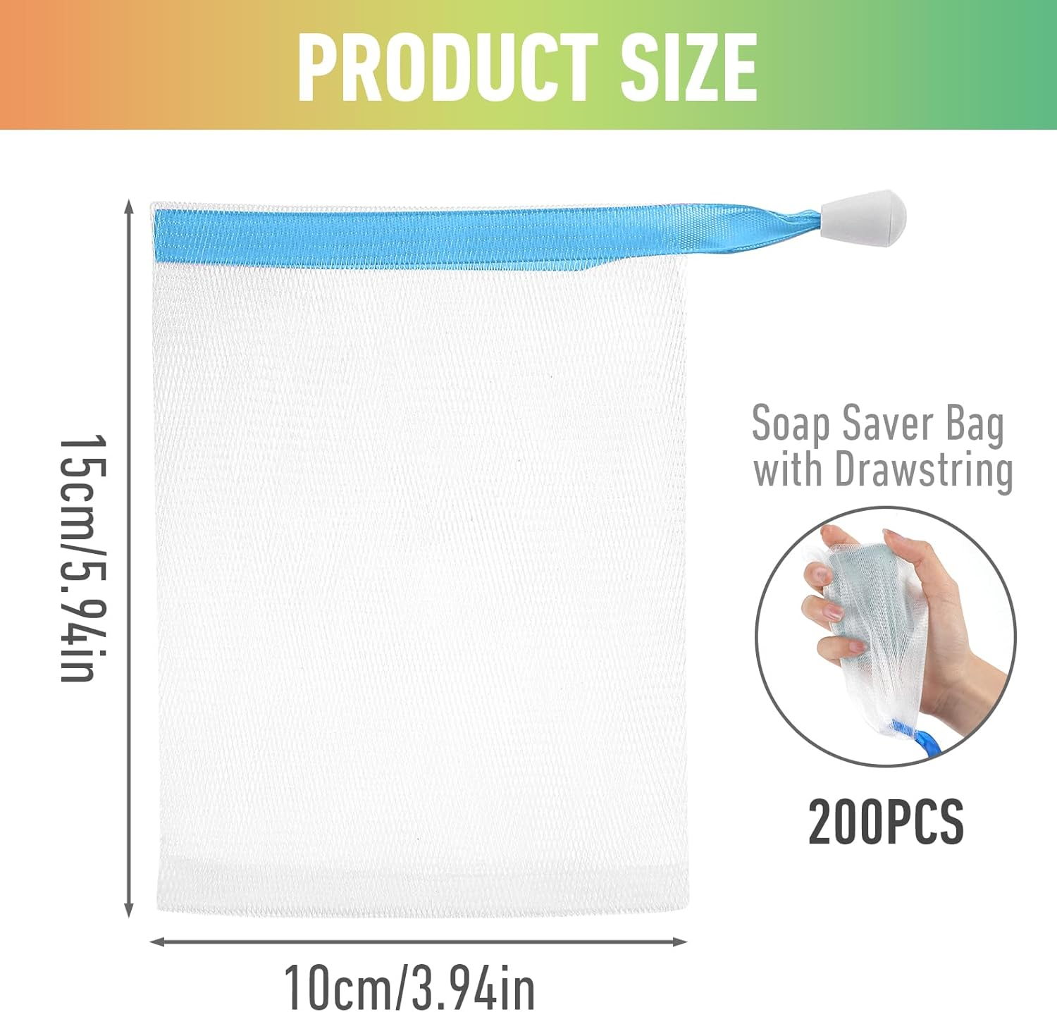 200 Pcs Soap Bag Handmade Bubble Mesh Bags Exfoliating Soap Pouch with Drawstring for Foaming and Drying Soft for Shower Body Facial Cleaning Tool Easy to Bubble and Store image number 5