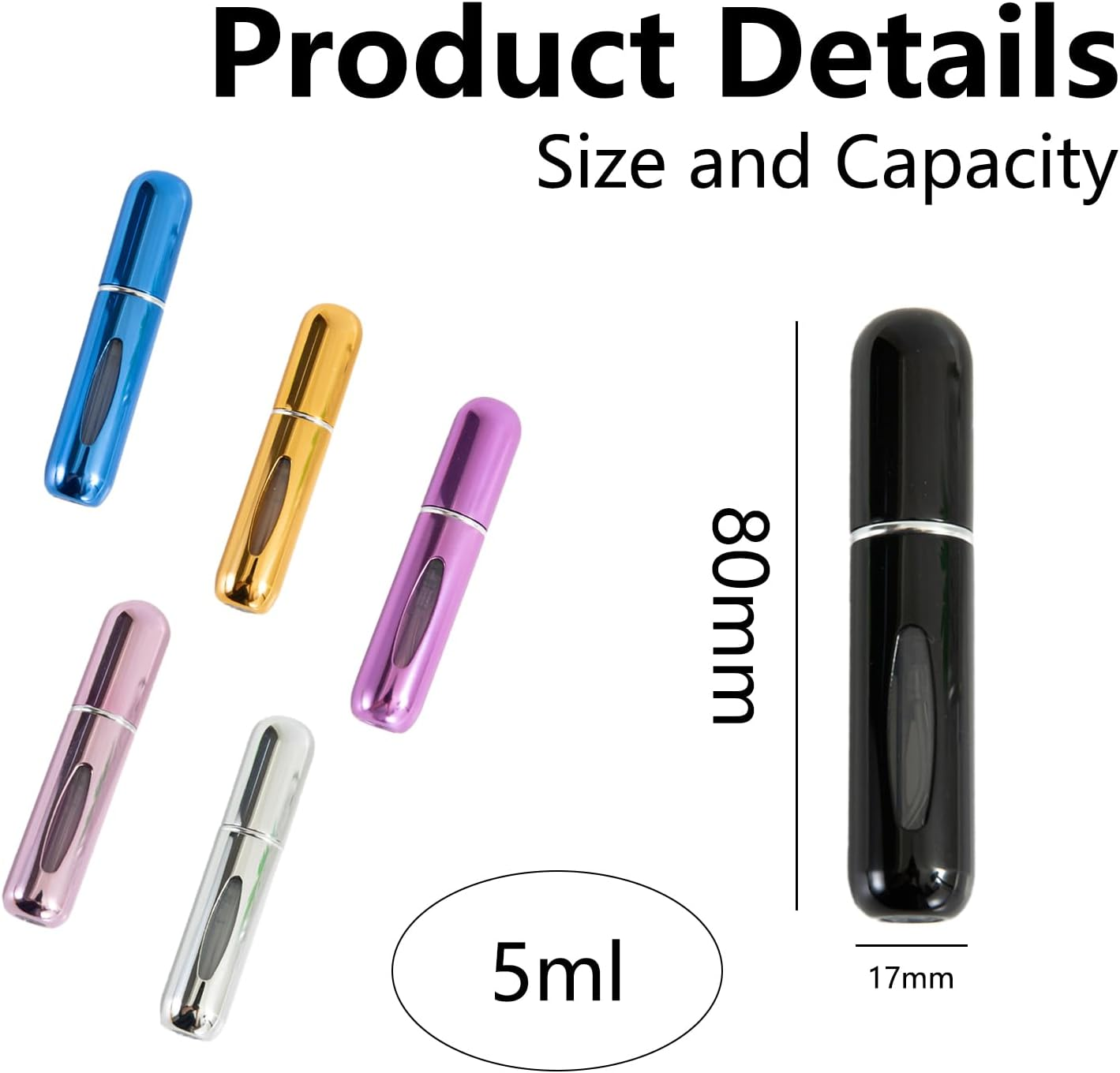 CTOUUGRS Portable Mini Refillable Perfume Atomizer Bottle 5Ml Travel Size Refillable Perfume Spray Scent Pump Case 6 Pack Small Perfume Refill Bottle for Women and Men（5Ml） image number 5