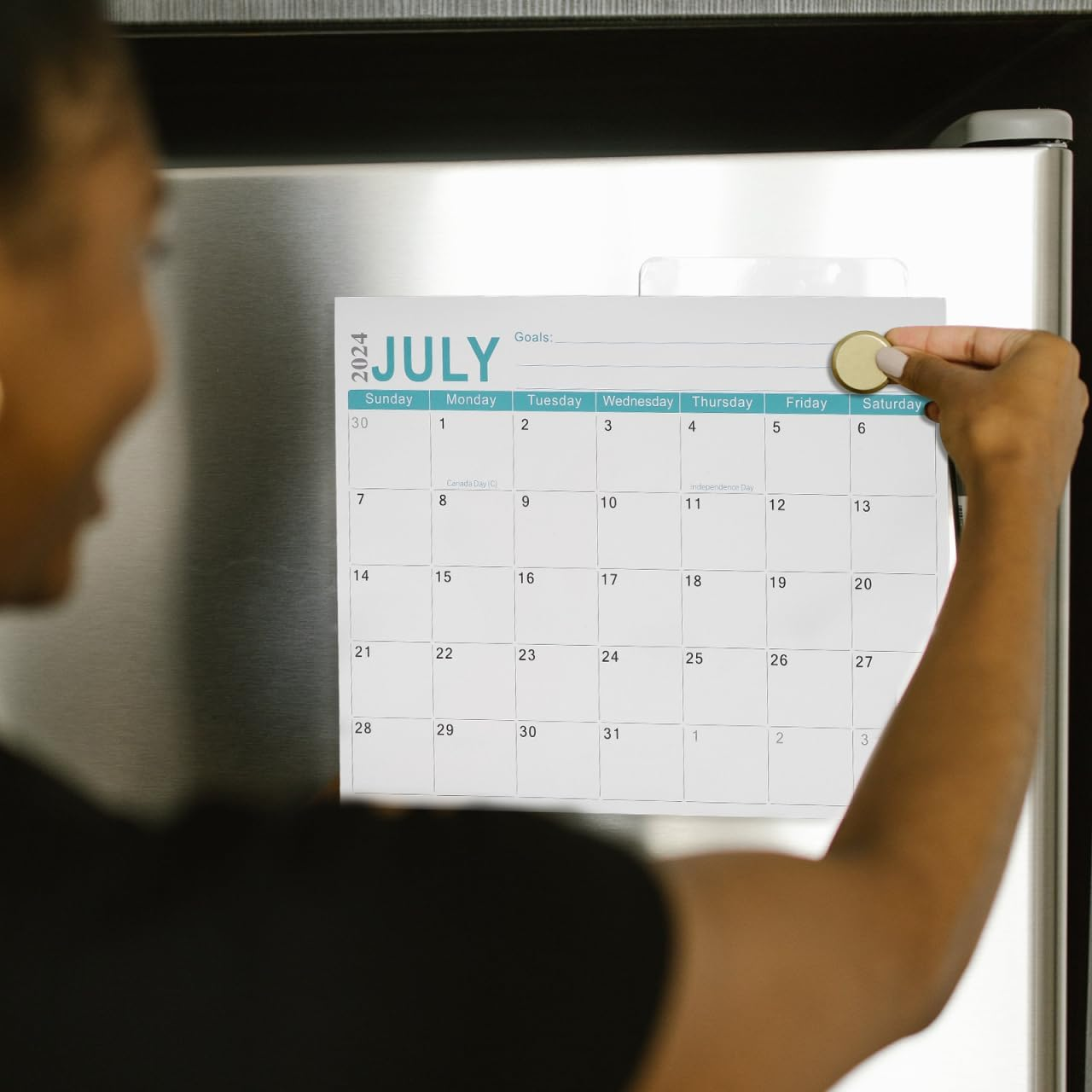 TEHAUX Magnetic English Calendar for Fridge (July 2024-December 2025) - Blue Monthly Planner with Easy-Write Surface - Home, Office & Kitchen Organization image number 4