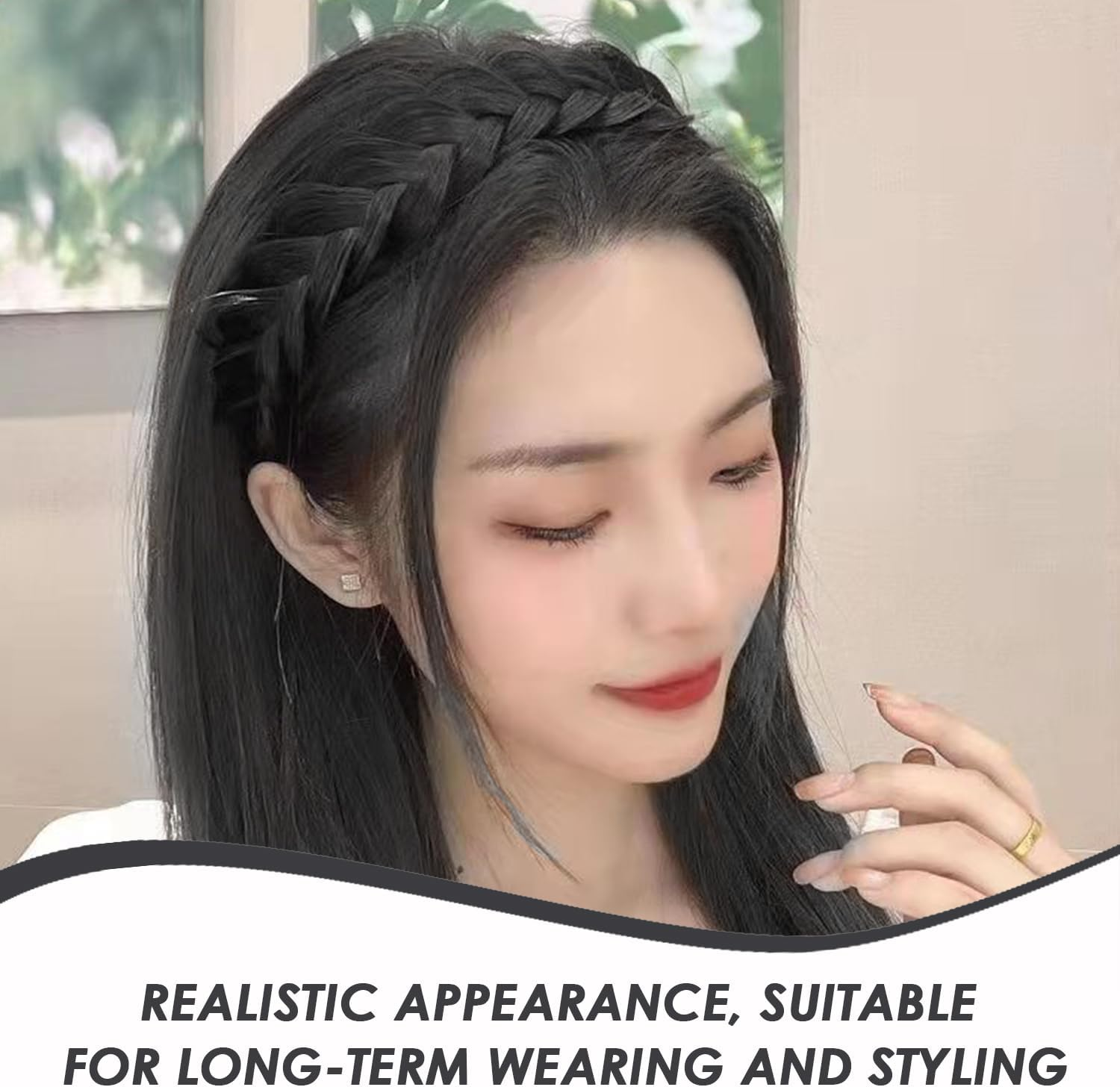 1 Black Braided Headband and 2 Hair Bands, Creative Headbands, Women'S Headbands, Elastic Hair Bands, Hair Accessories image number 5