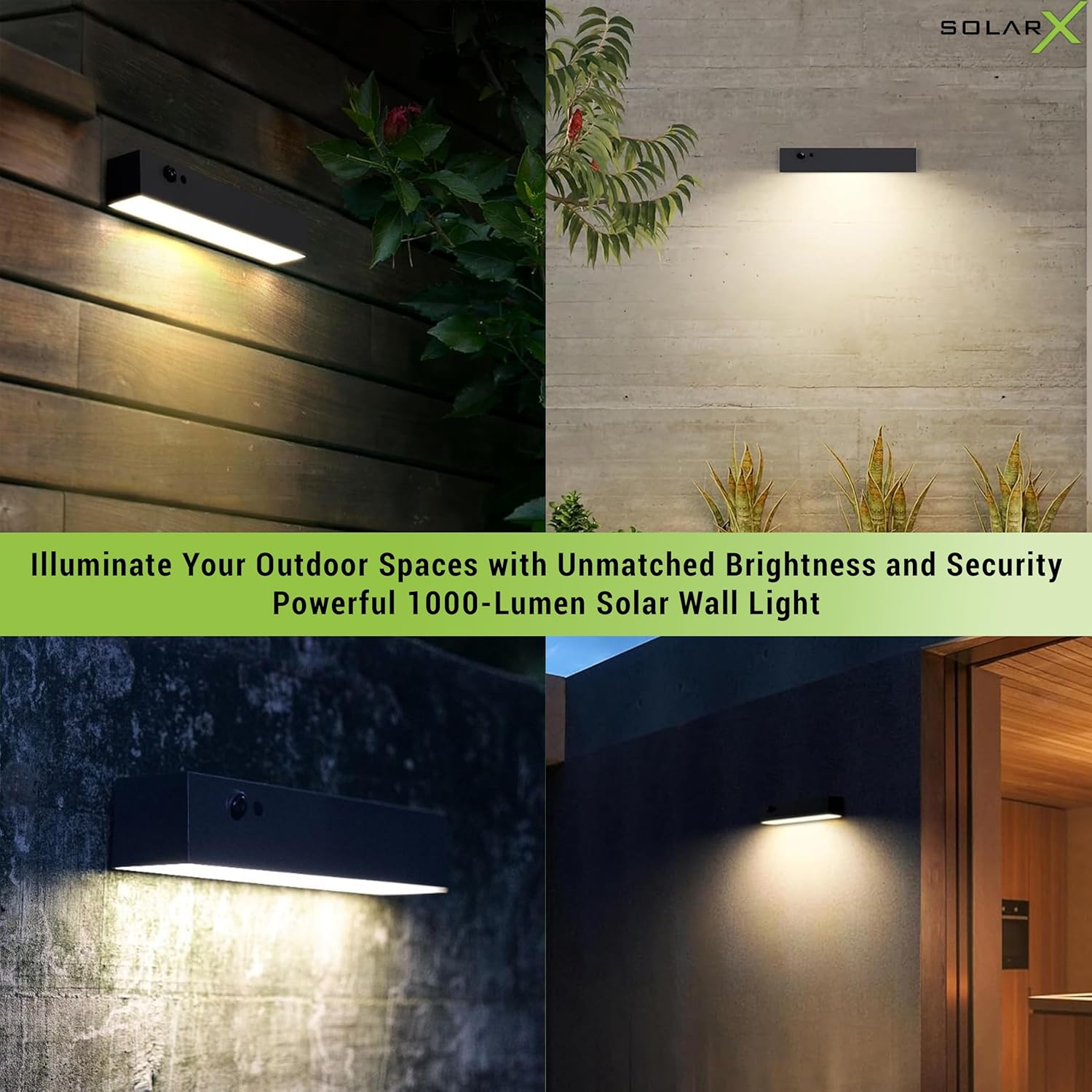 Solarx Solar Wall Light Outdoor Waterproof -1000 Lumens LED Tube Wall Light with 4 Lighting Modes &ndash; Solar Lights Outdoor with ALS Technology for Yard, Patio, Garden, Garage and Porch