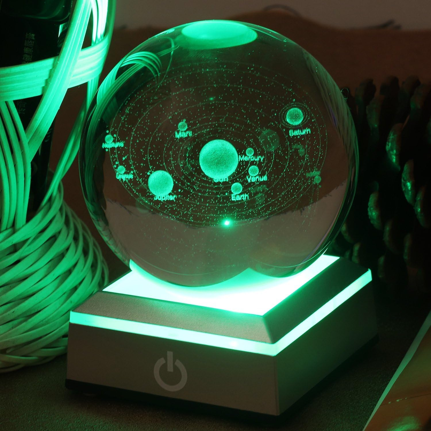 LED Light Base Spherical Recess Show Crystal Ball Stand for 3D Laser Crystal Glass Art with Sensitive Touch Switch Display Base Show Decor 1Pcs image number 5