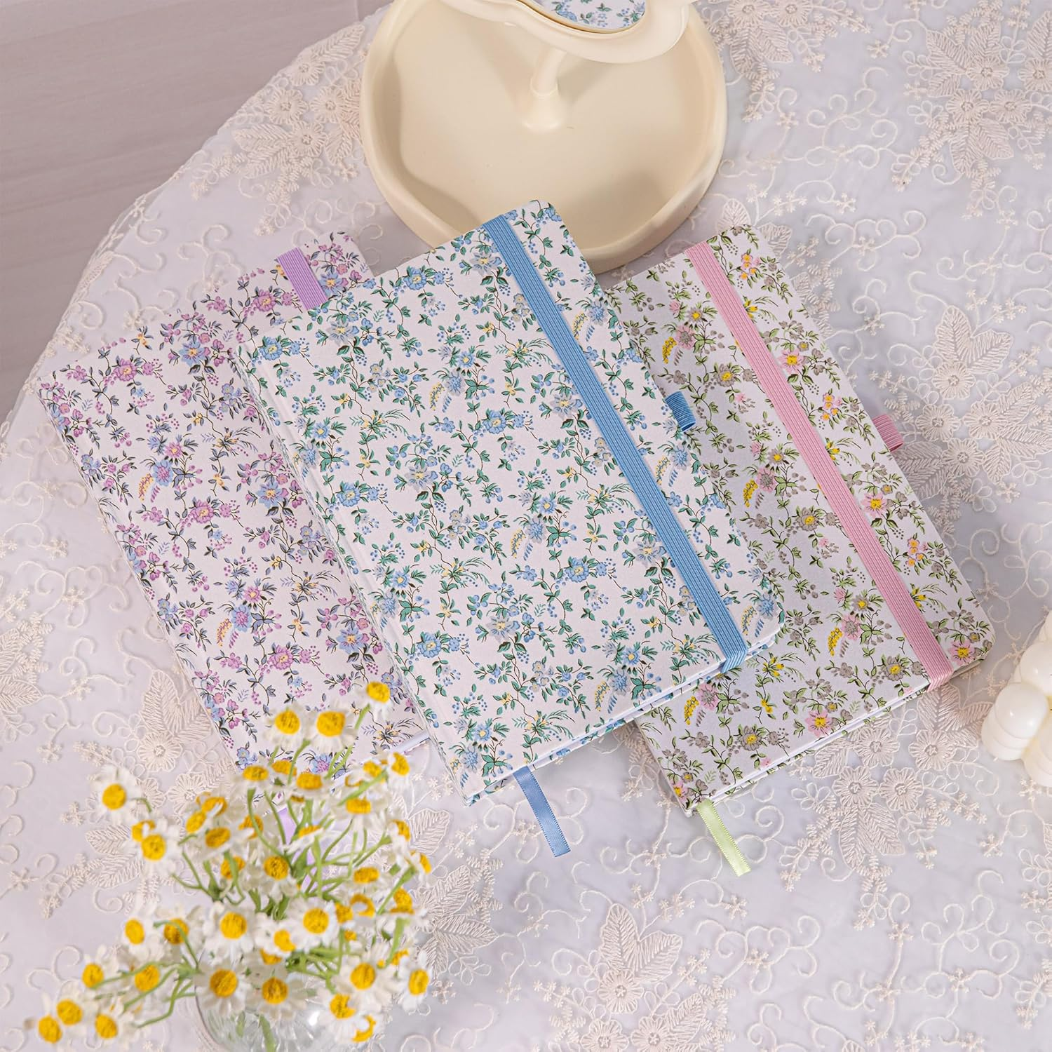 TIEFOSSI Lined Journal Notebook for Women, A5 Dotted Grid Notebook for Writing, 190 Numbered Pages Thick Paper, Travel Daily Journal, for Work Home School, Note Taking, Business, 8.4 X 5.8 In image number 5