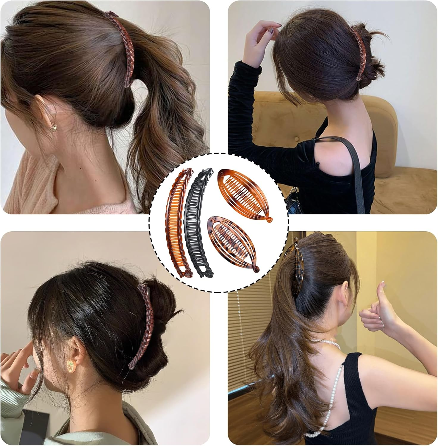 Pack of 4 Banana Clip Thick Hair, Banana Clip Hair, Banana Hair Clip for Long image number 3