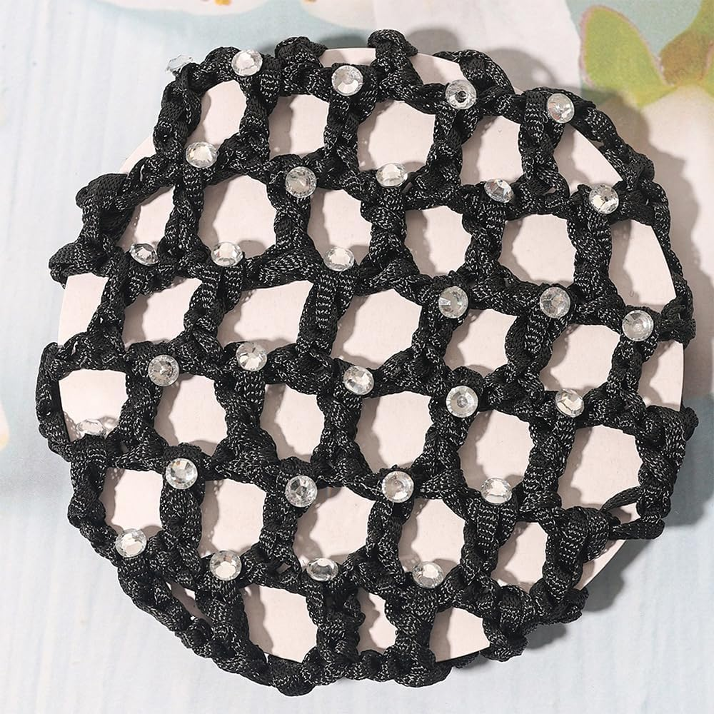 TSUOUKL Pack of 5, Net for Hair, Hair Nets Hairstyles, Hair Net, Hair Net, Bun Net, Ballet Bun Net, Crystal Hair Net, Ballet Hair Net, Bun Ballet Girls, Bun Glitter, Bun Nets image number 3
