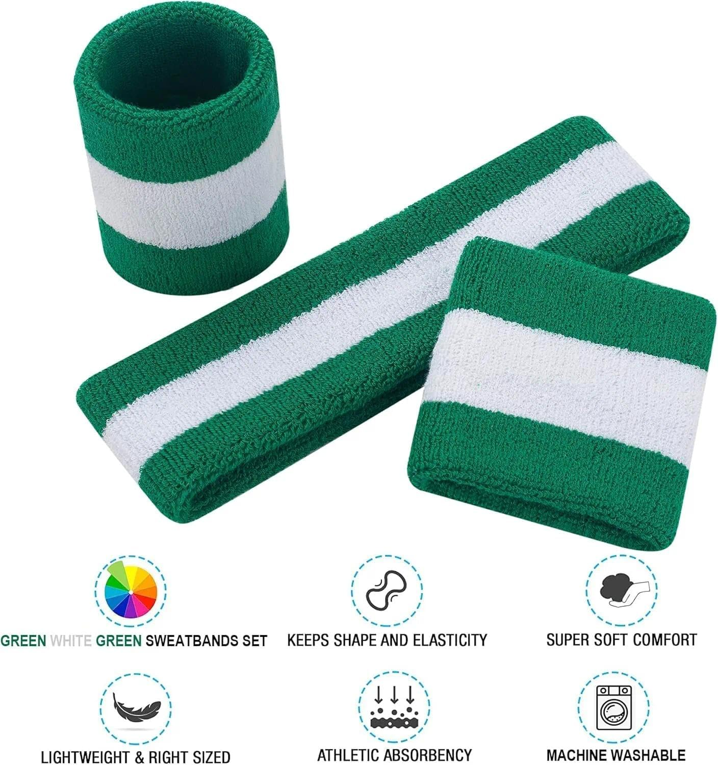 CRFY Sweatbands Set, Headband and Wrist Sweatbands Cotton Sweat Band for Athletic Men and Women, Sports Headbands for Fitness Yoga Running image number 4