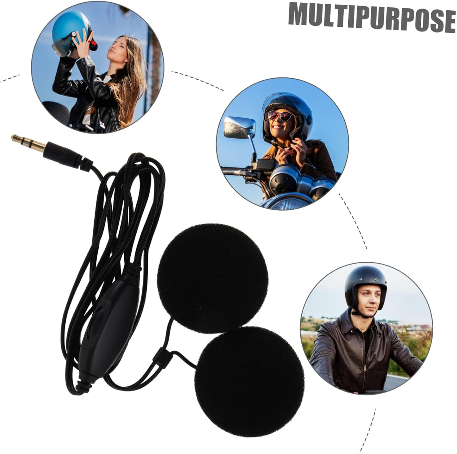 WEKADRIN Motorcycle Helmet Headset with Microphone 3.5Mm Plug Black In-Ear Earphone for Rider Gps Navigation Outdoor Riding Compatible with Motorbike Helmets image number 4