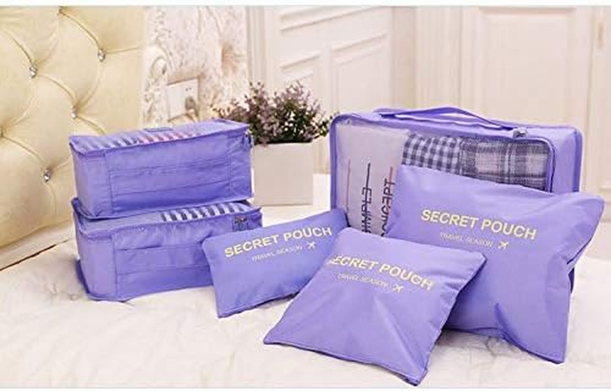 Go2Buy 6Pcs Travel Luggage Organizer Set Backpack Storage Pouches Suitcase Packing Bags (Purple) image number 3
